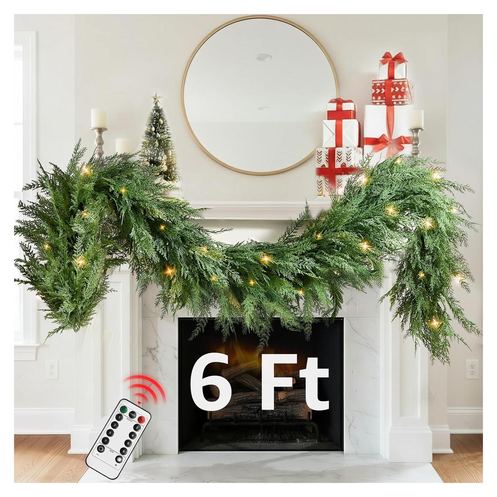 Guirnalda Navideña Preiluminada NUTIKAS 1.83m Cedro Realista