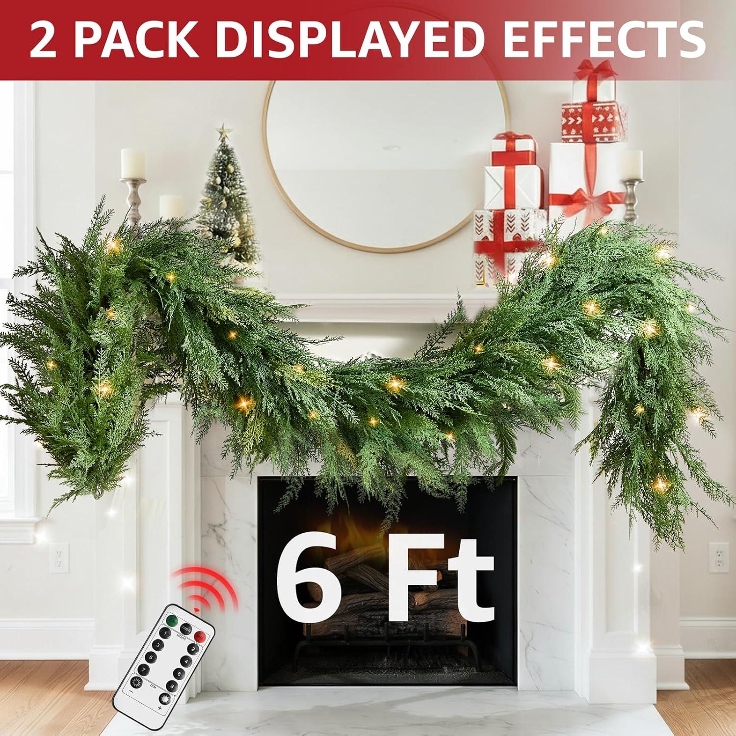 Guirnalda Navideña Preiluminada NUTIKAS 1.83m Cedro Realista