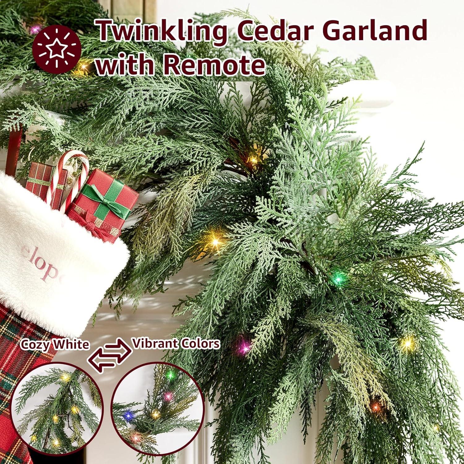 Guirnalda Navideña Preiluminada NUTIKAS 1.83m Cedro Realista