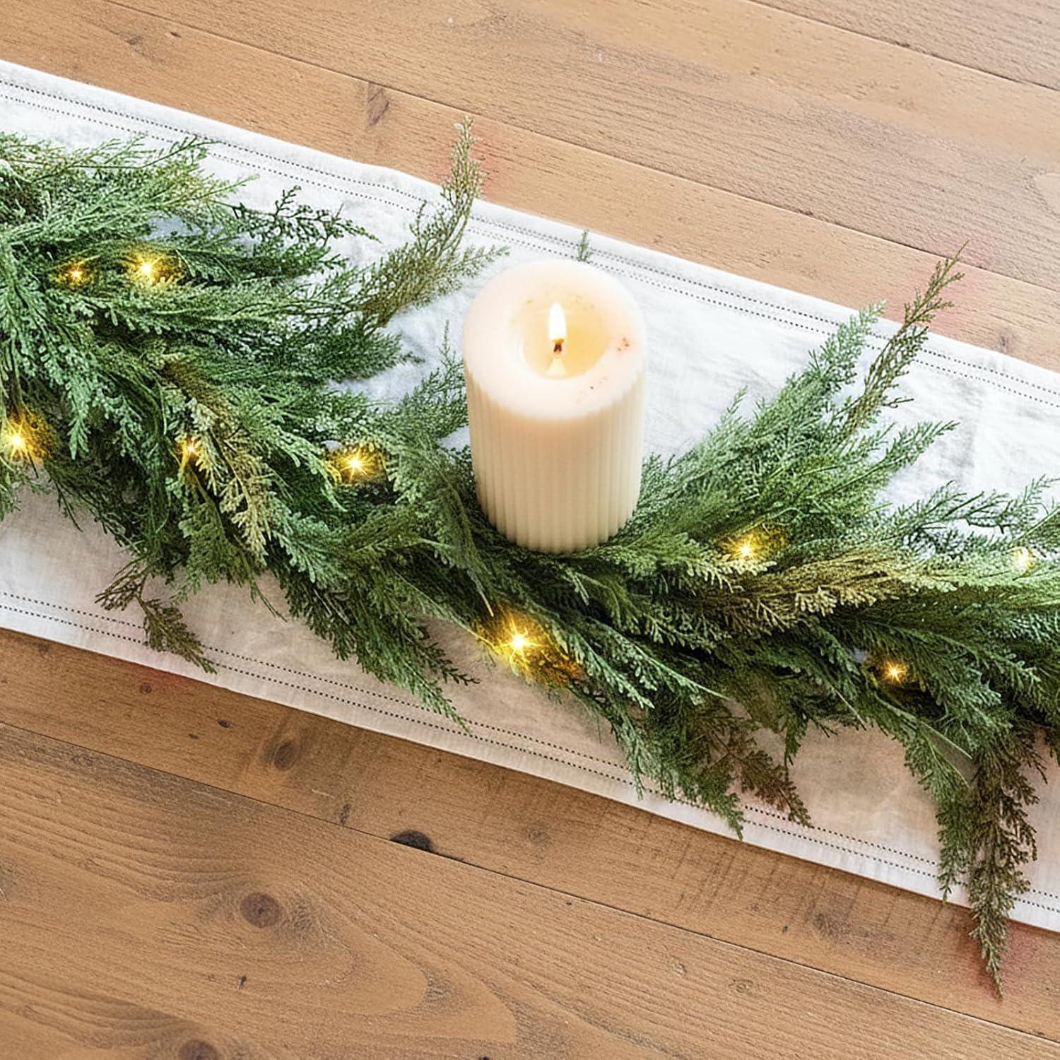 Guirnalda Navideña Preiluminada NUTIKAS 1.83m Cedro Realista