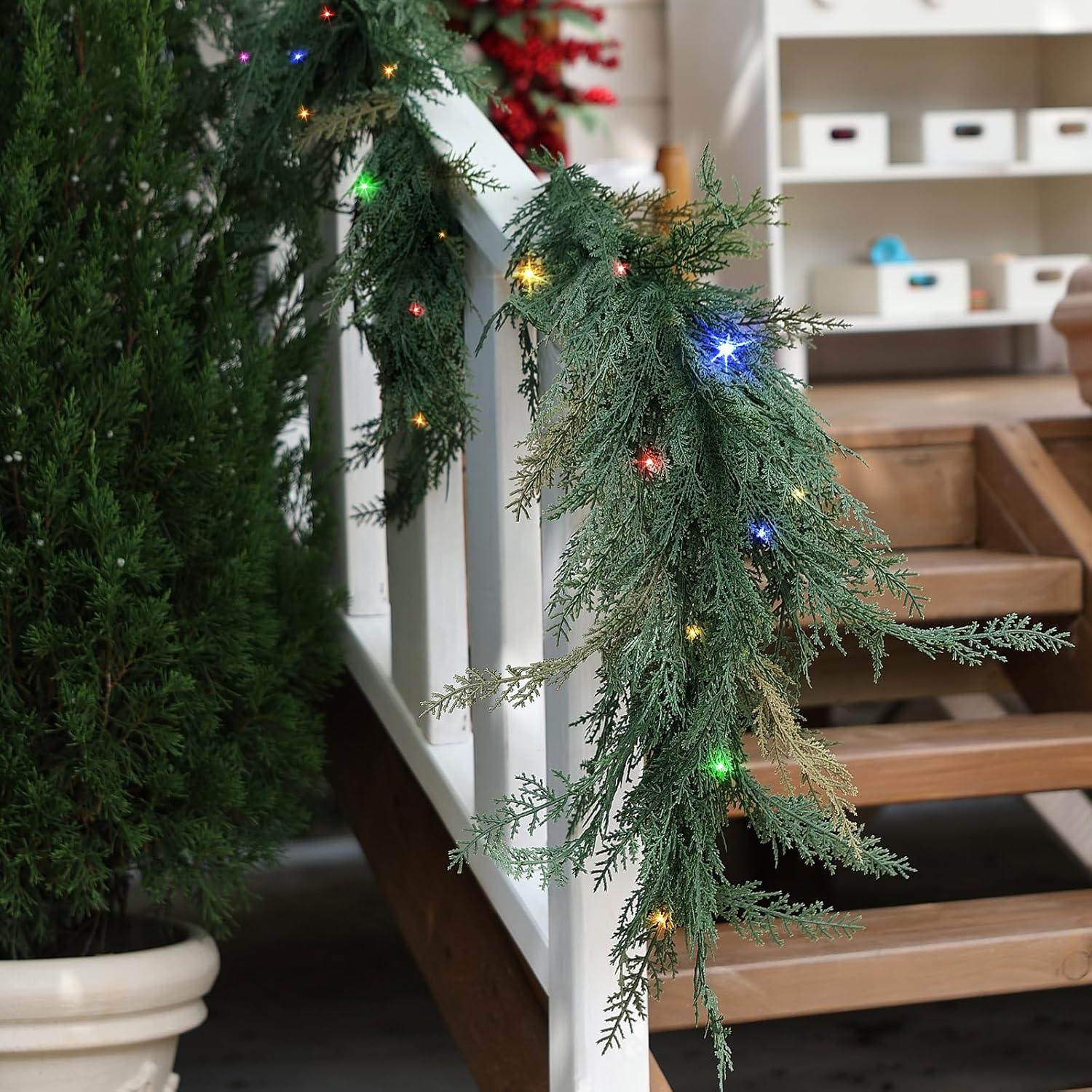 Guirnalda Navideña Preiluminada NUTIKAS 1.83m Cedro Realista