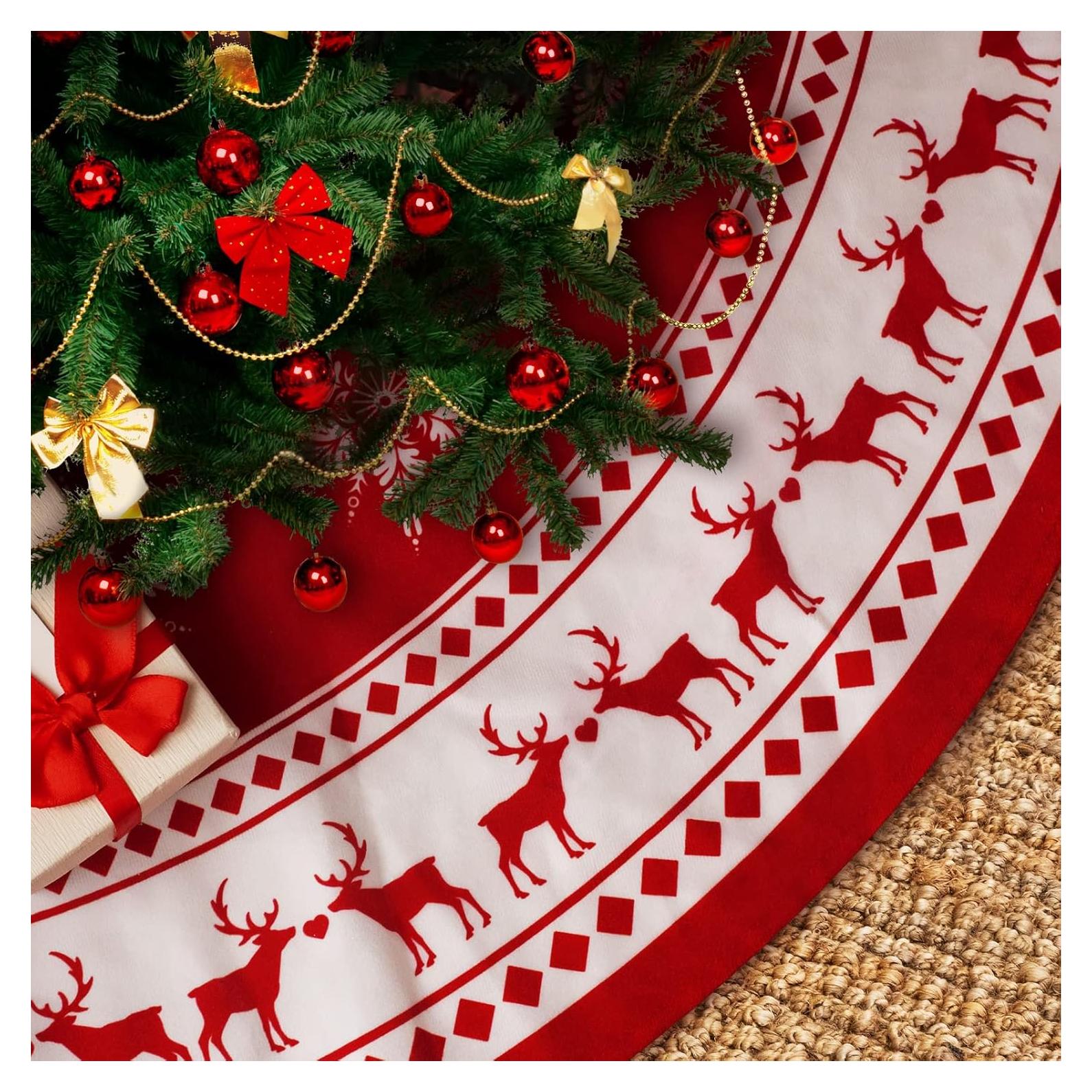 Funda de Árbol de Navidad 121.92 cm Lukisesy Rojo Copos de Nieve