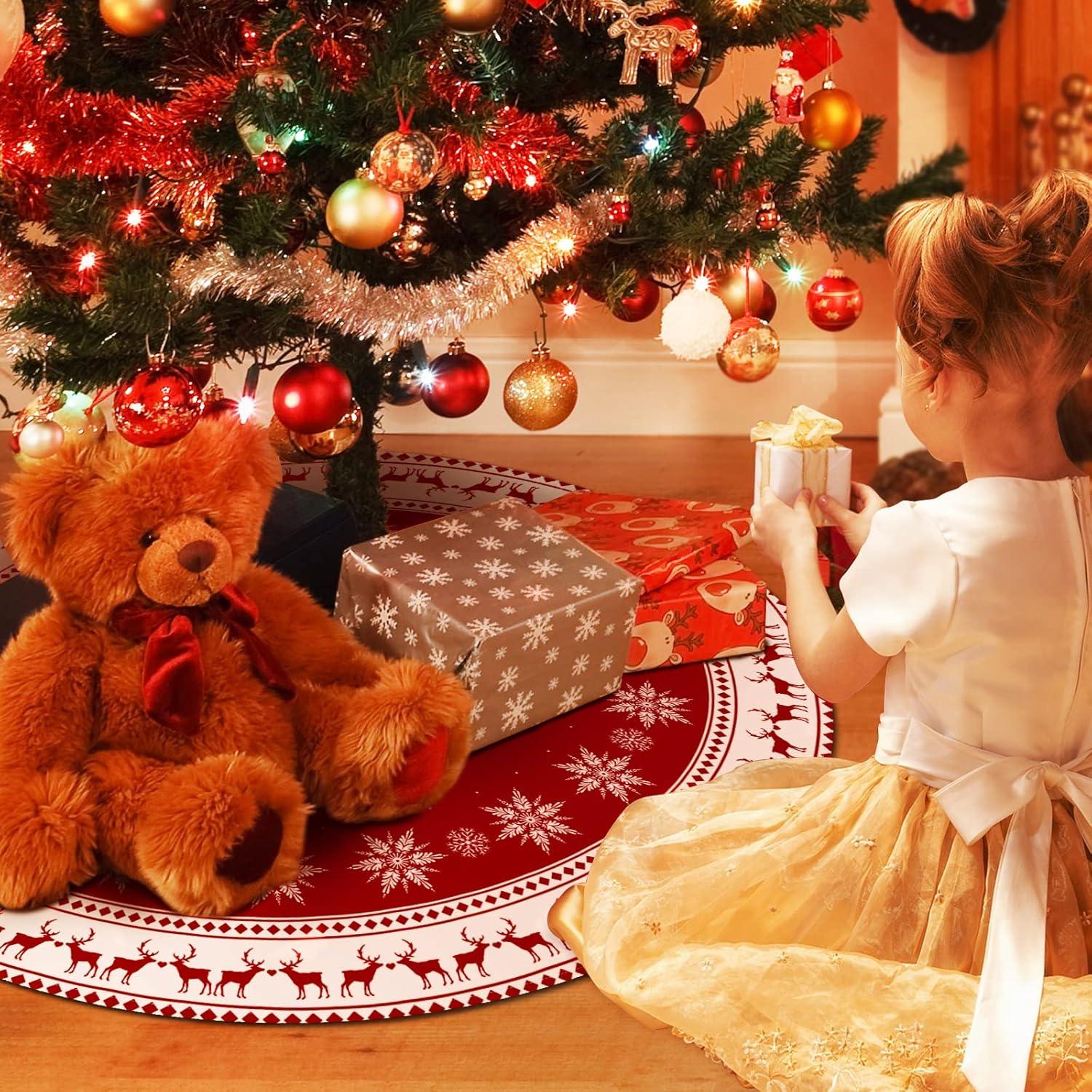 Funda de Árbol de Navidad 121.92 cm Lukisesy Rojo Copos de Nieve