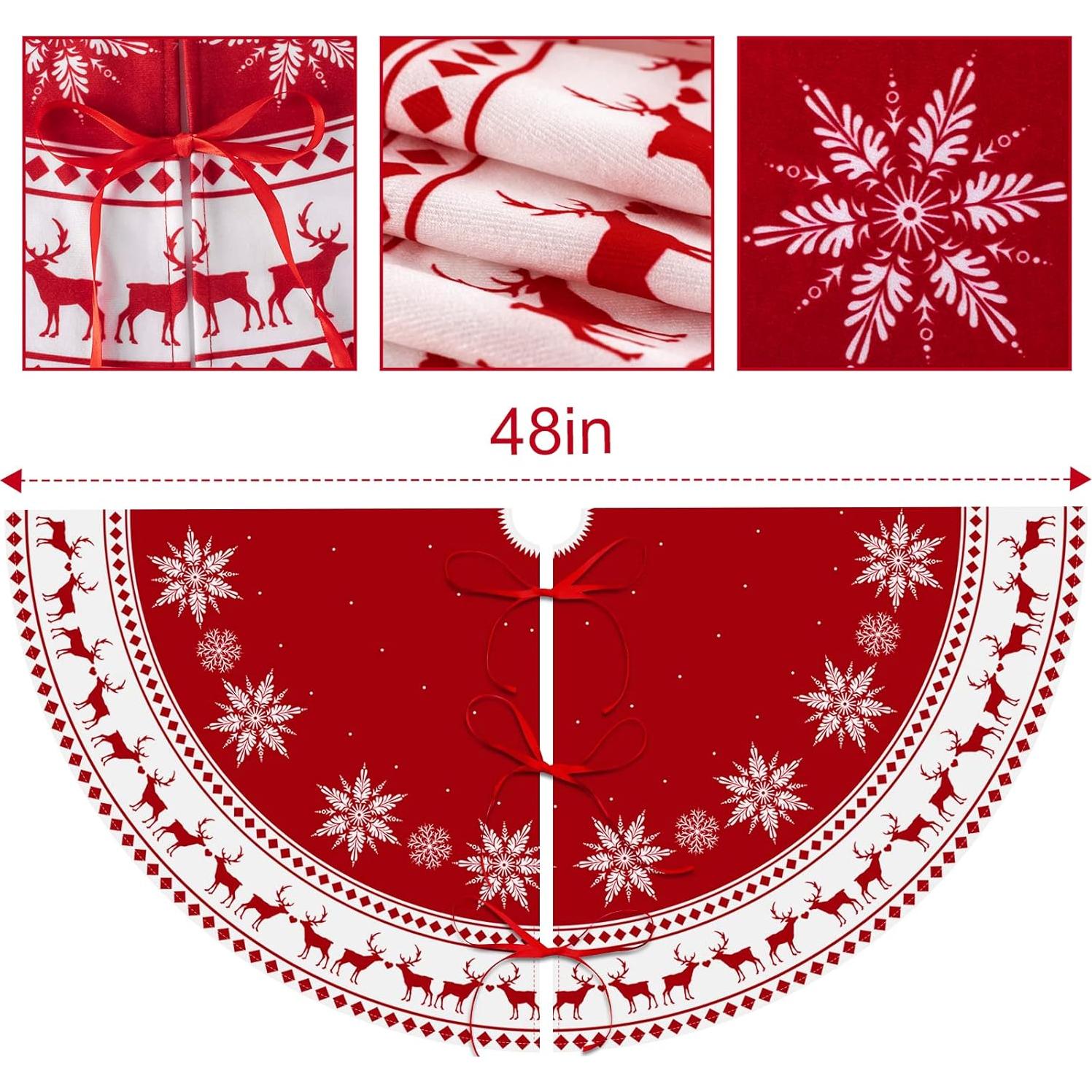 Funda de Árbol de Navidad 121.92 cm Lukisesy Rojo Copos de Nieve