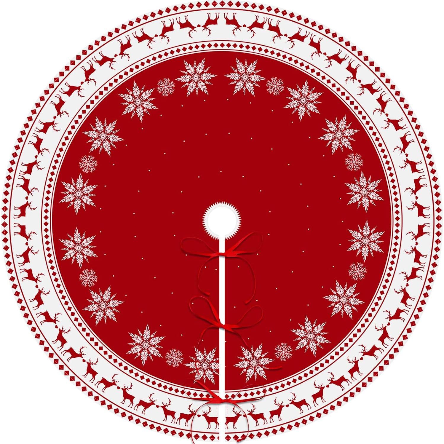 Funda de Árbol de Navidad 121.92 cm Lukisesy Rojo Copos de Nieve