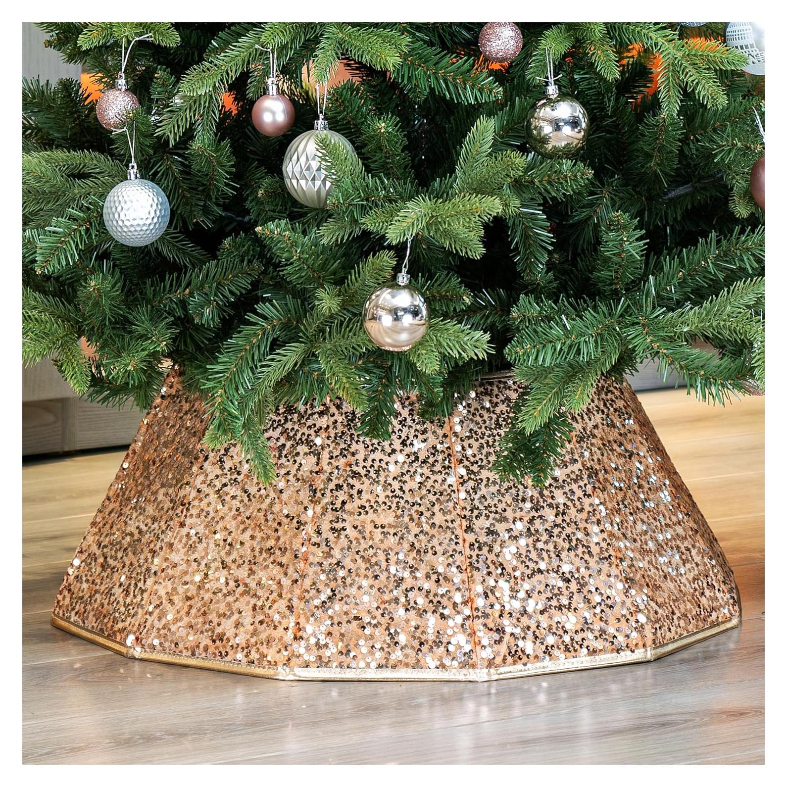 Collar de Árbol de Navidad Blissun Lentejuelas Champán 65 cm