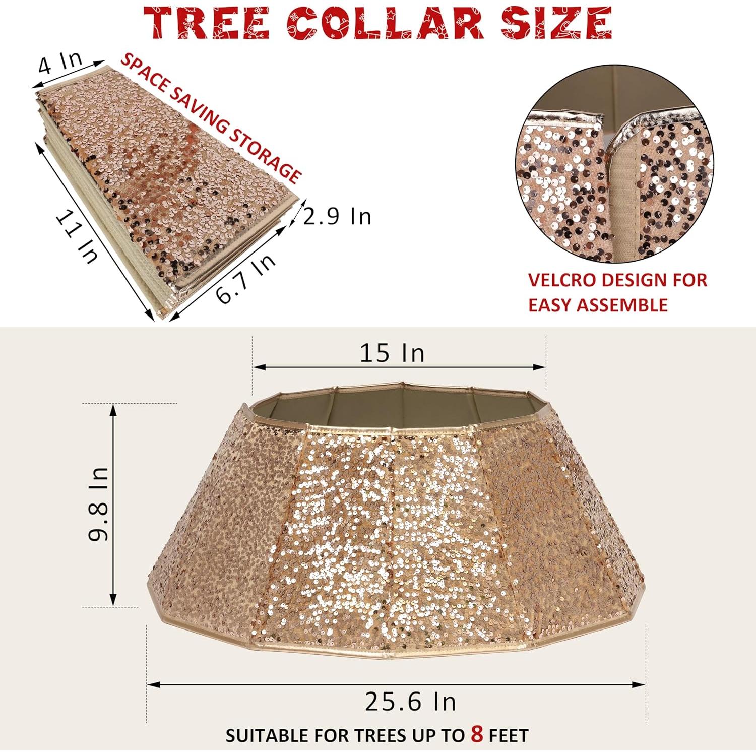 Collar de Árbol de Navidad Blissun Lentejuelas Champán 65 cm