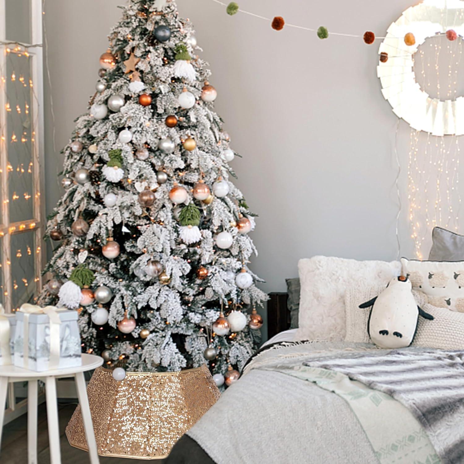 Collar de Árbol de Navidad Blissun Lentejuelas Champán 65 cm