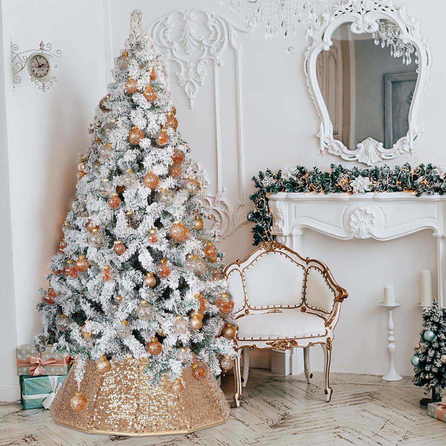 Collar de Árbol de Navidad Blissun Lentejuelas Champán 65 cm