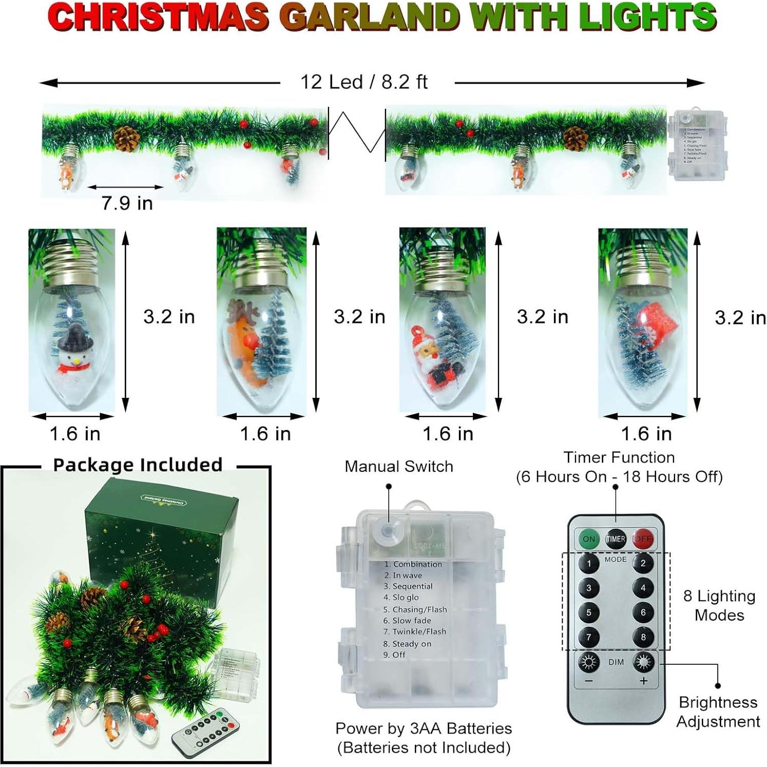 Guirnalda de Navidad LED 2.5m YANP-US con 12 Bombillas