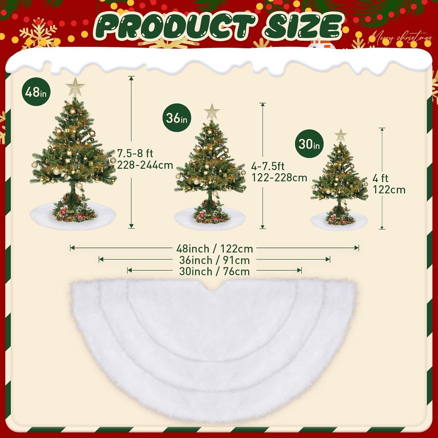 Falda de Árbol de Navidad Nackiy Blanca 91.4 cm Piel Sintética