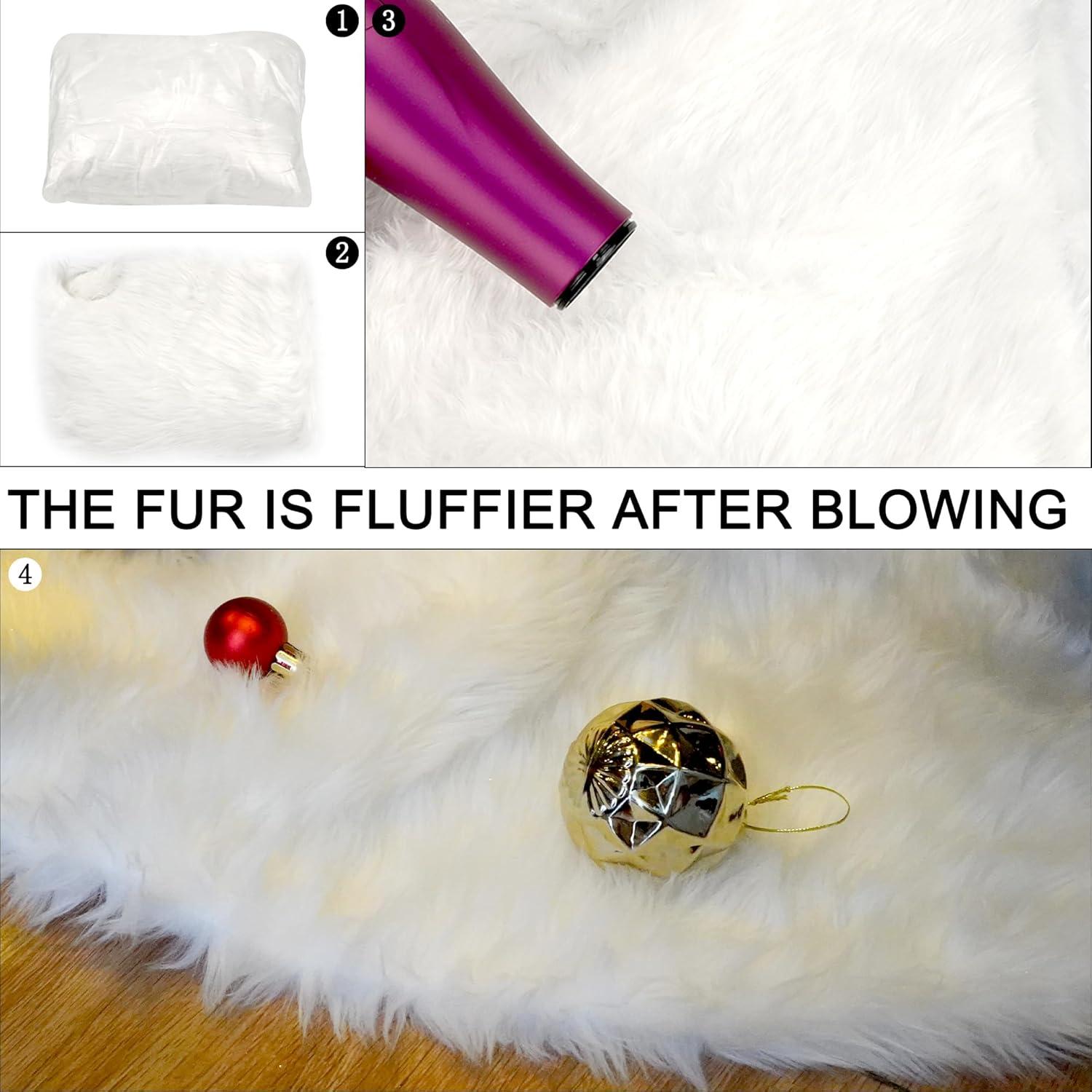 Falda de Árbol de Navidad Nackiy Blanca 91.4 cm Piel Sintética