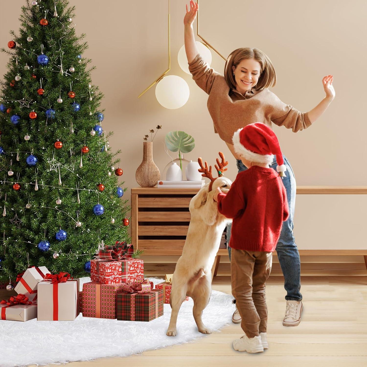 Falda de Árbol de Navidad Tondid 121.92 cm Piel Sintética Blanca