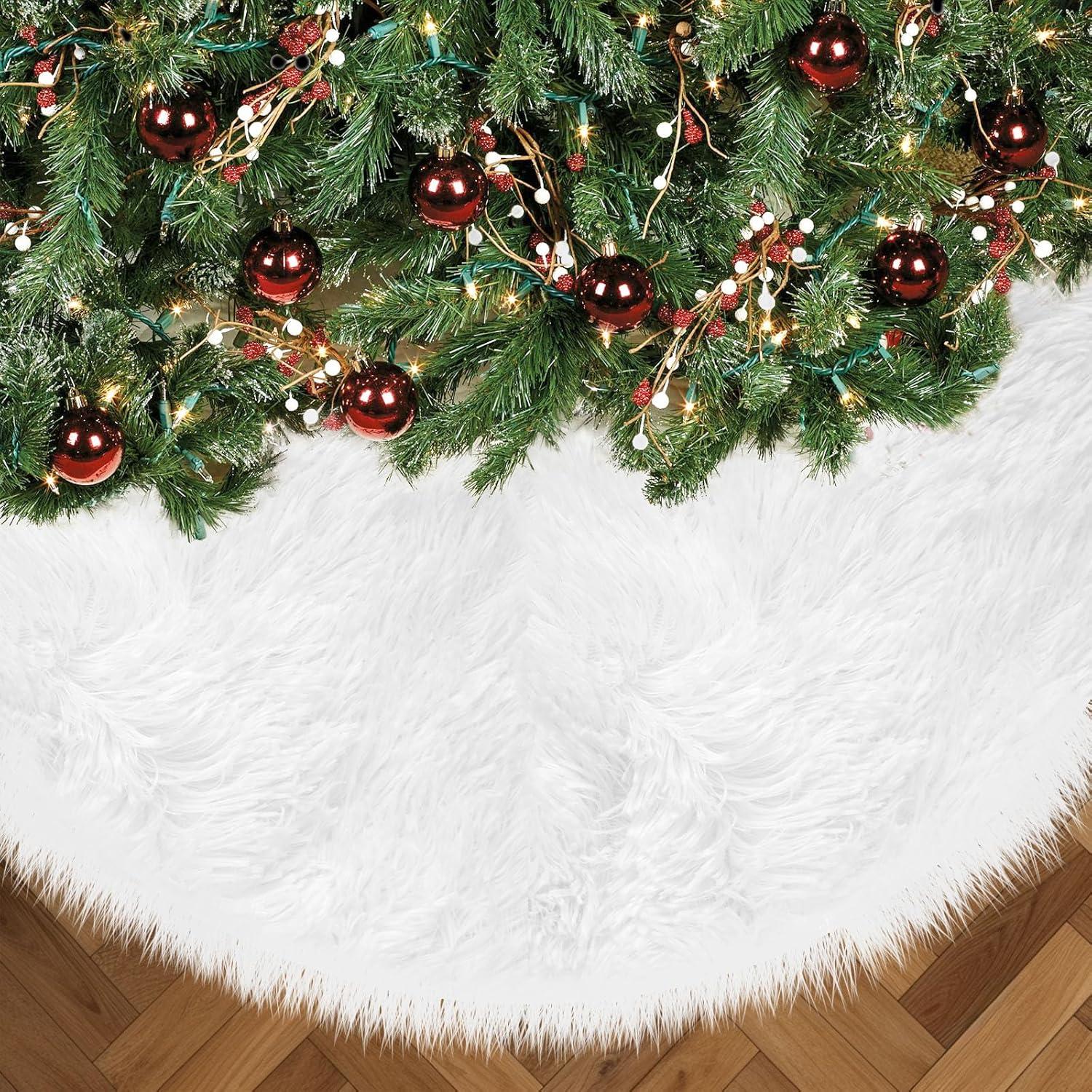 Falda de Árbol de Navidad Tondid 121.92 cm Piel Sintética Blanca