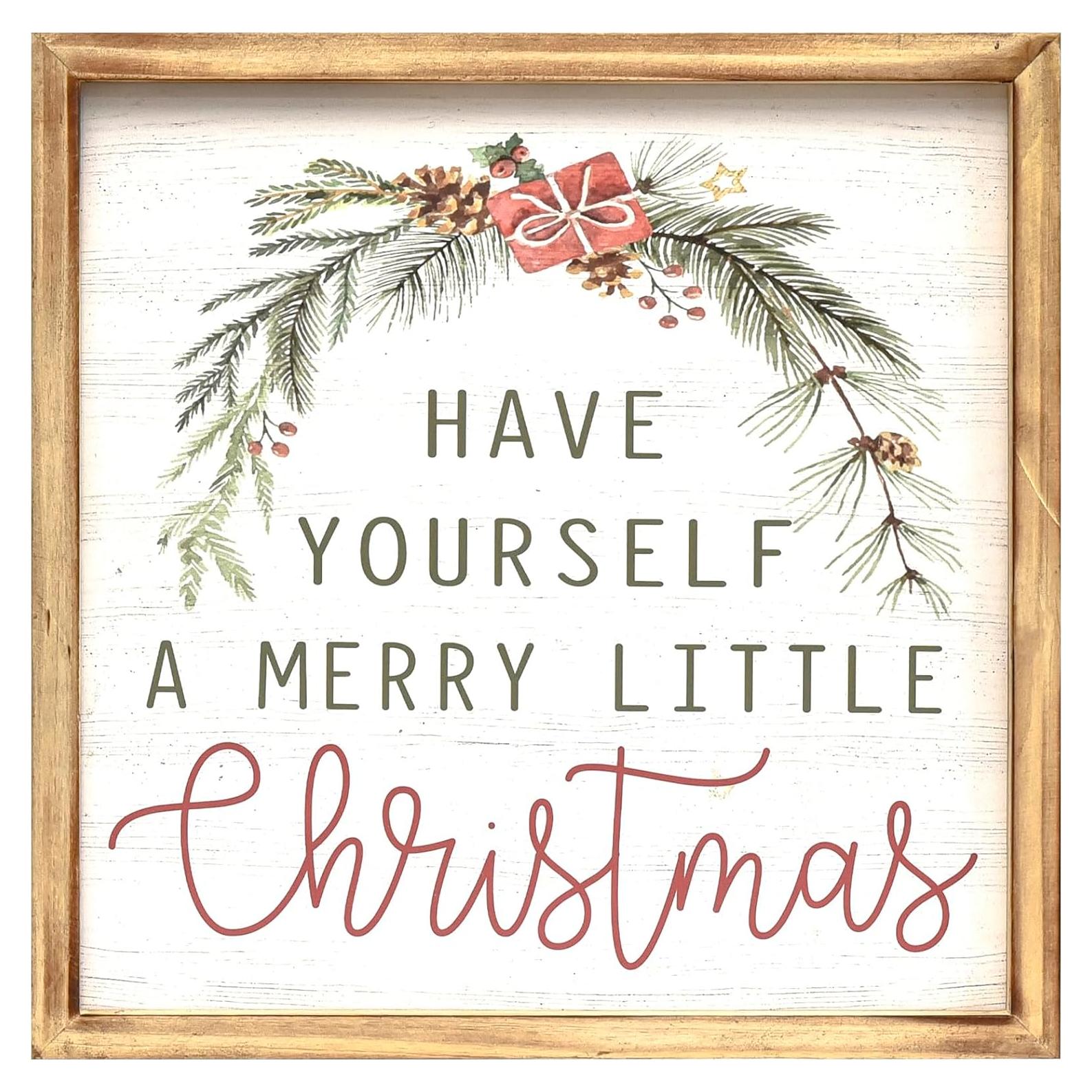 Cartel Navideño Rústico JUMBO DECOR 30.48x30.48cm Feliz Navidad