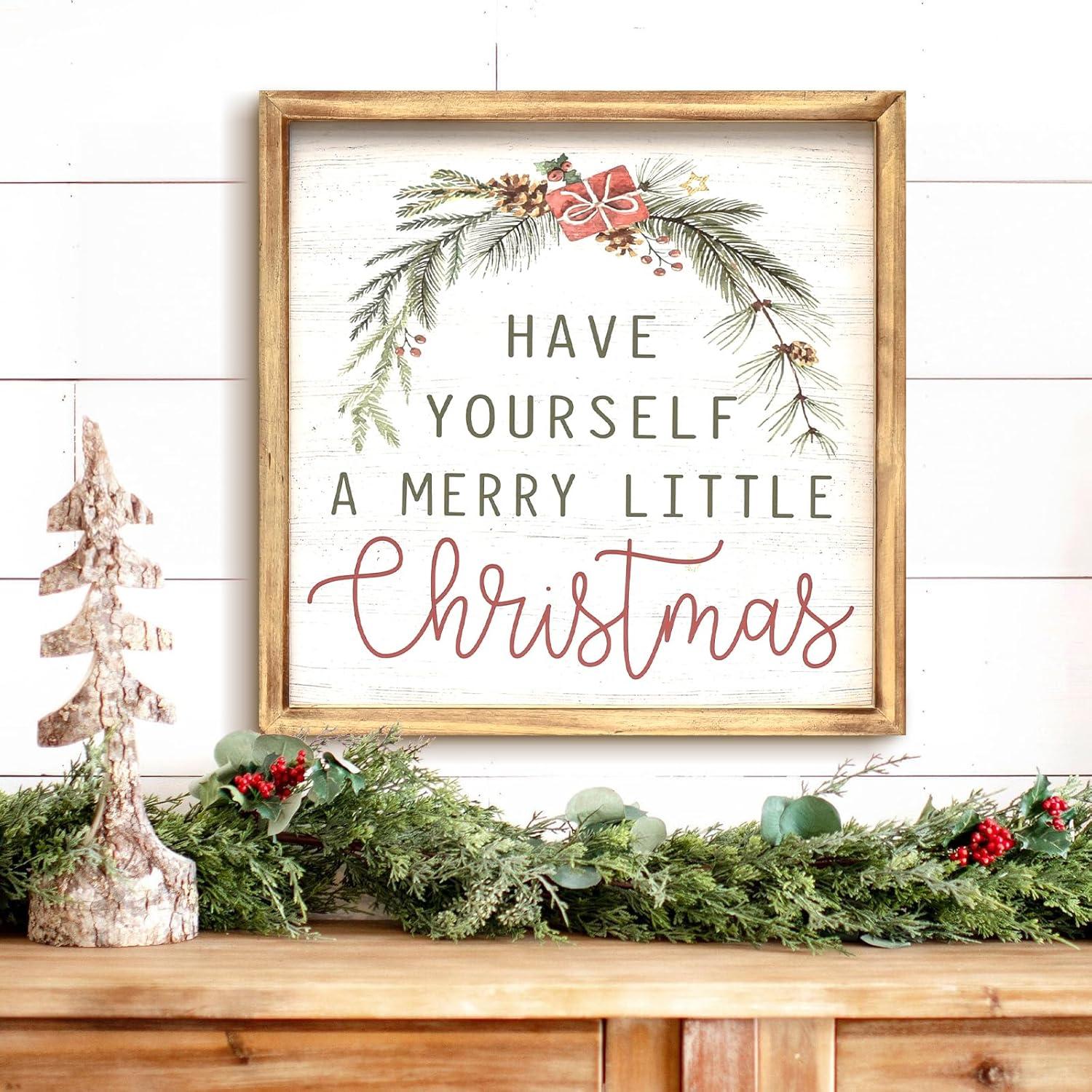 Cartel Navideño Rústico JUMBO DECOR 30.48x30.48cm Feliz Navidad