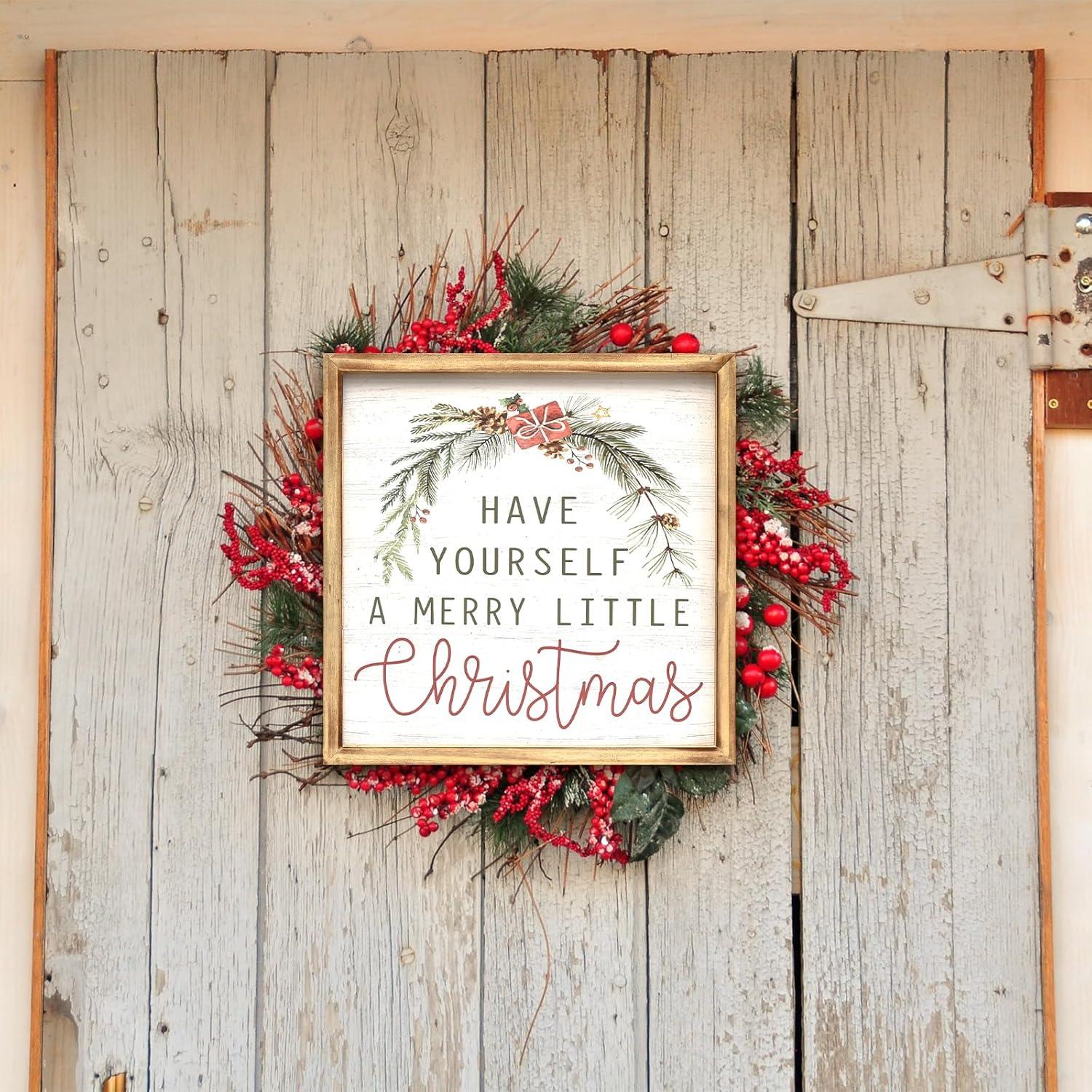 Cartel Navideño Rústico JUMBO DECOR 30.48x30.48cm Feliz Navidad