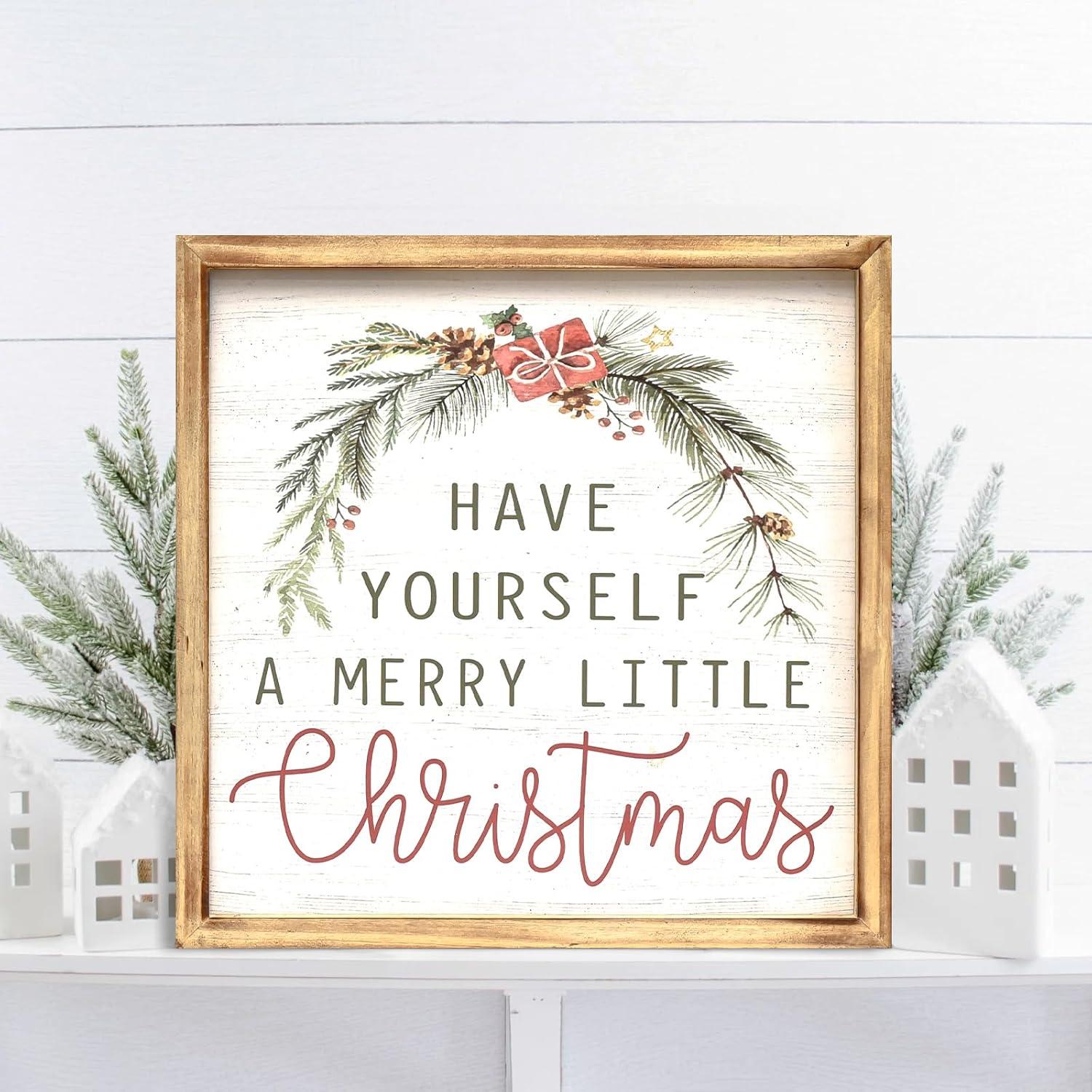 Cartel Navideño Rústico JUMBO DECOR 30.48x30.48cm Feliz Navidad