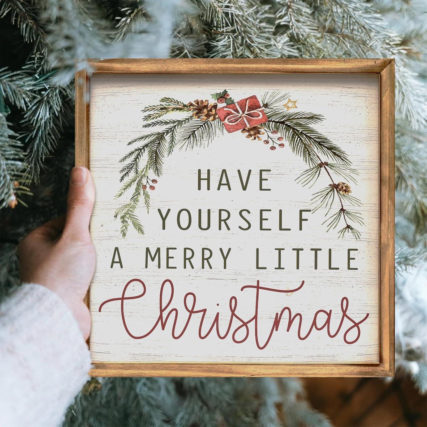 Cartel Navideño Rústico JUMBO DECOR 30.48x30.48cm Feliz Navidad