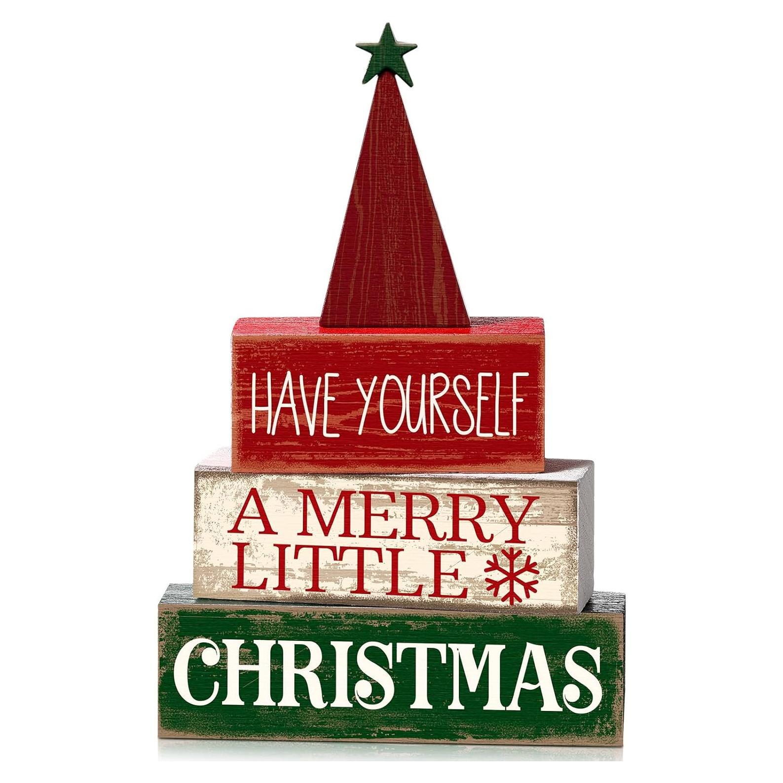 Decoración Navideña Moucuny 4 Piezas Árbol de Madera Multicolor