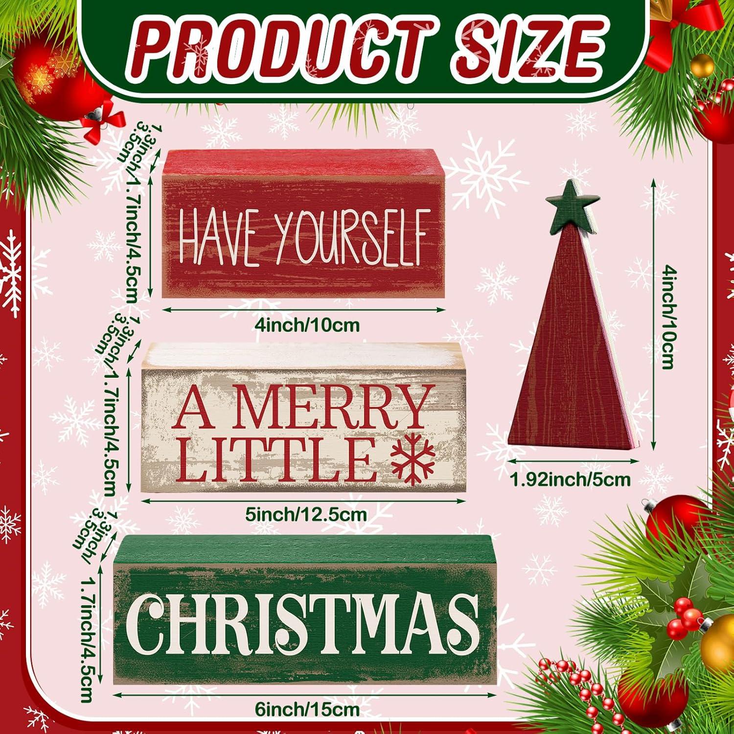 Decoración Navideña Moucuny 4 Piezas Árbol de Madera Multicolor