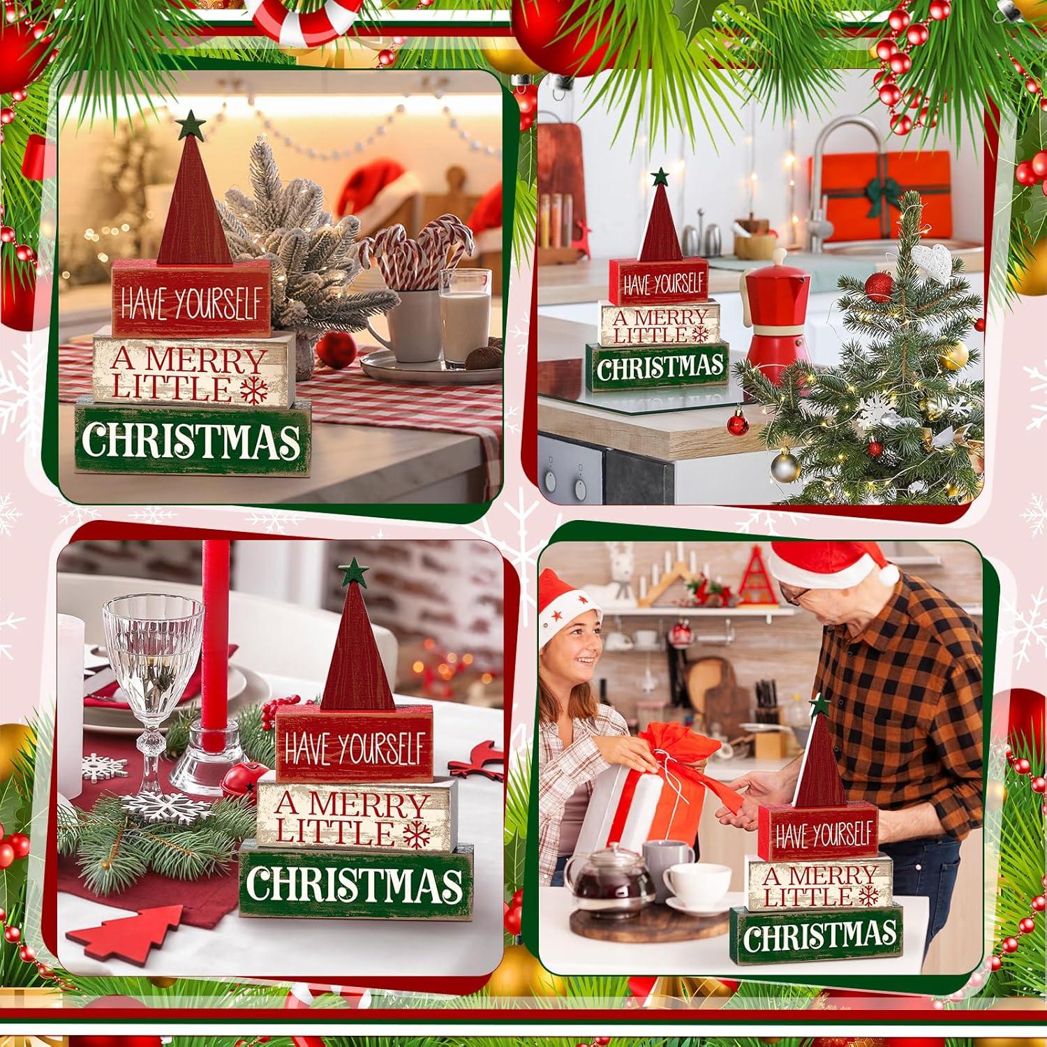 Decoración Navideña Moucuny 4 Piezas Árbol de Madera Multicolor