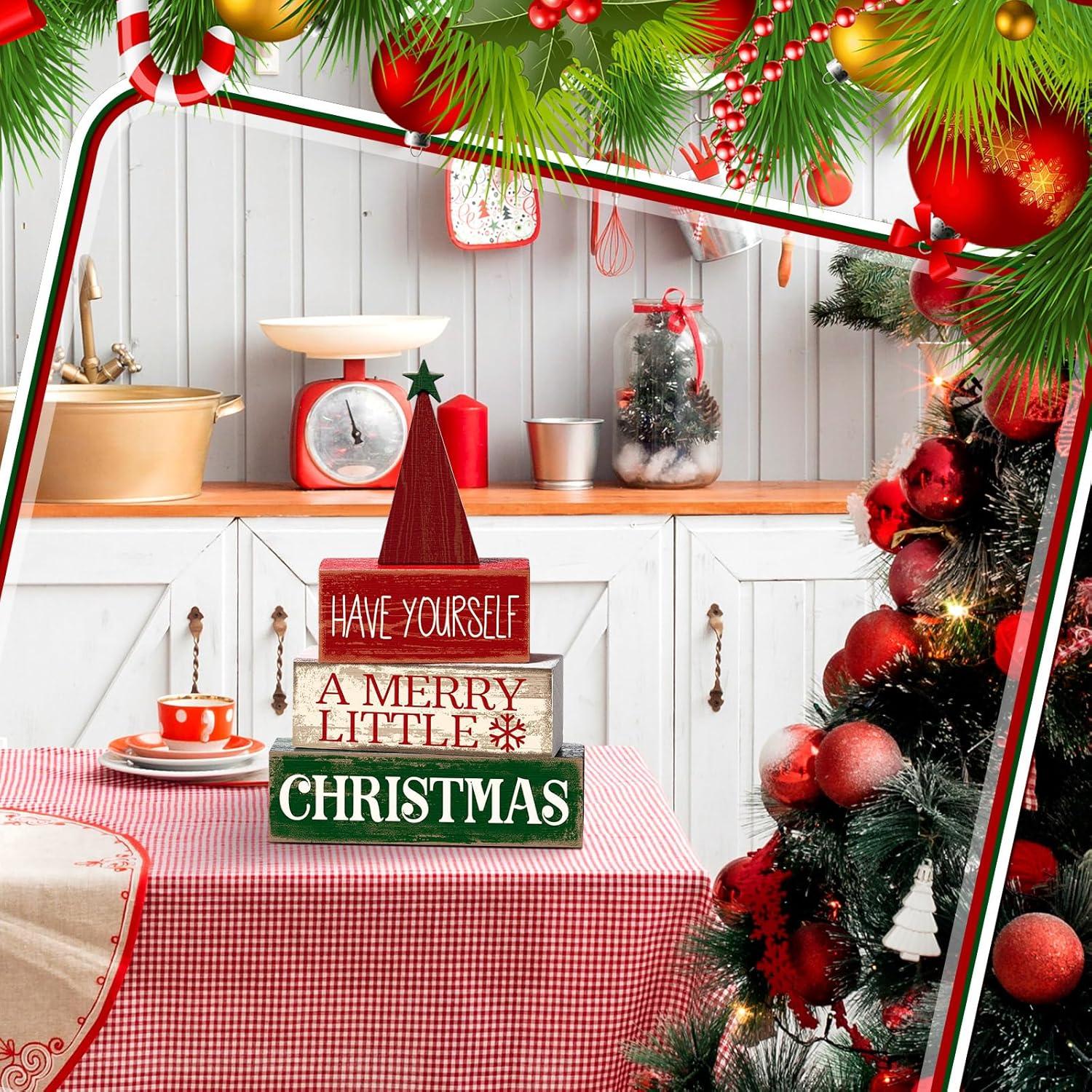 Decoración Navideña Moucuny 4 Piezas Árbol de Madera Multicolor