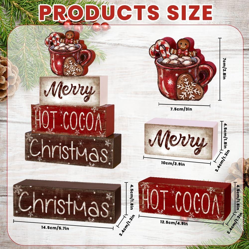 Decoración de Mesa de Madera Navidad DIYDEC 4 Piezas