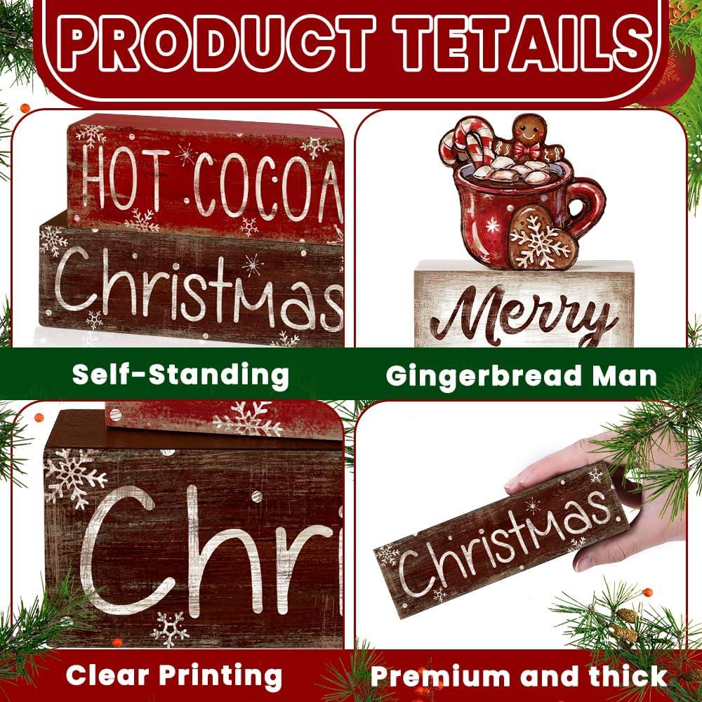 Decoración de Mesa de Madera Navidad DIYDEC 4 Piezas