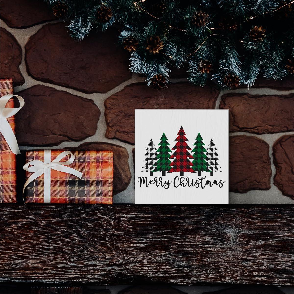 Cartel de Madera Feliz Navidad Woght 12.7x12.7 cm