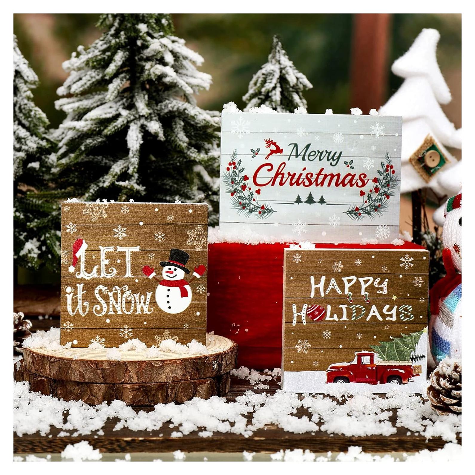3 Piezas Señales de Madera Jetec para Decoración de Navidad