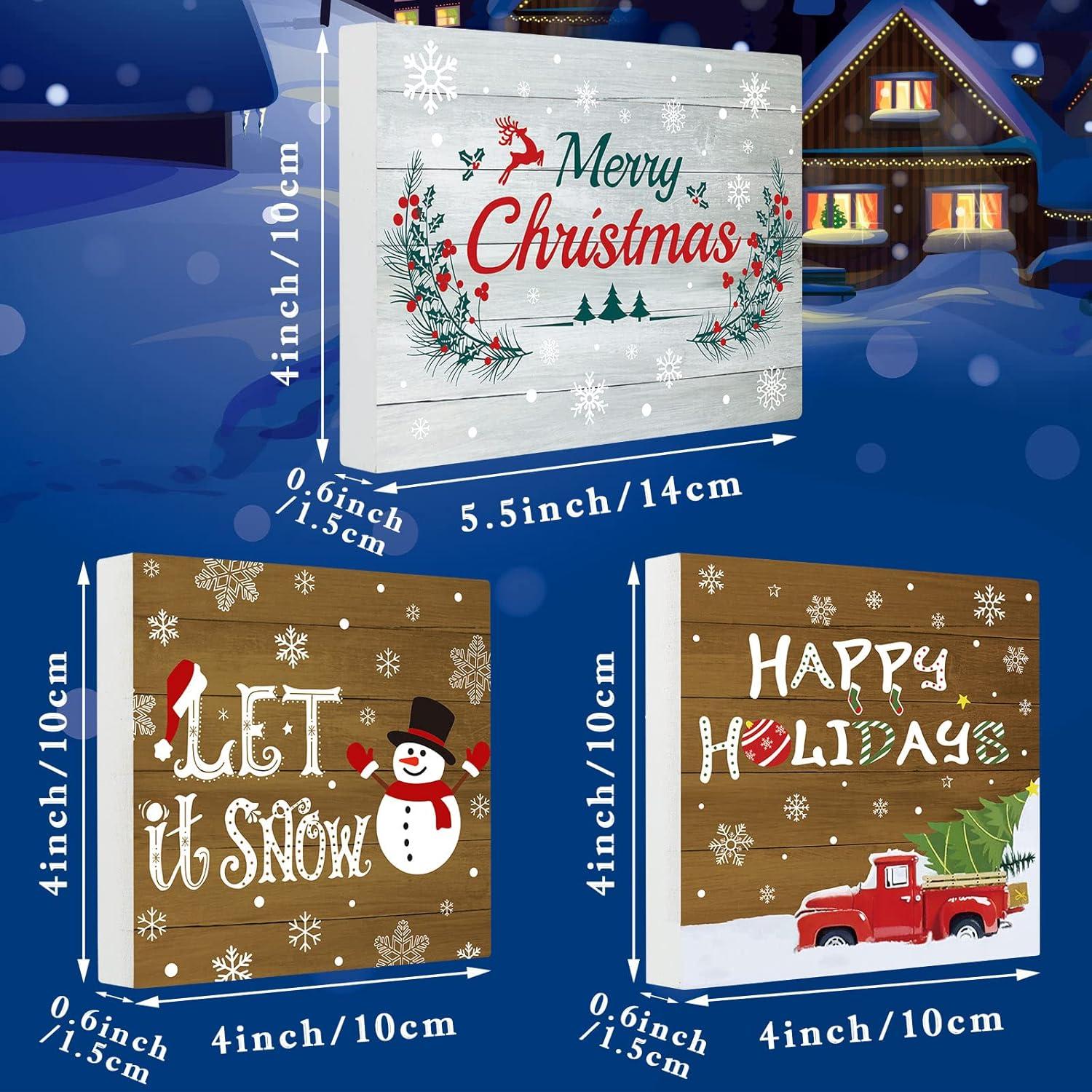 3 Piezas Señales de Madera Jetec para Decoración de Navidad