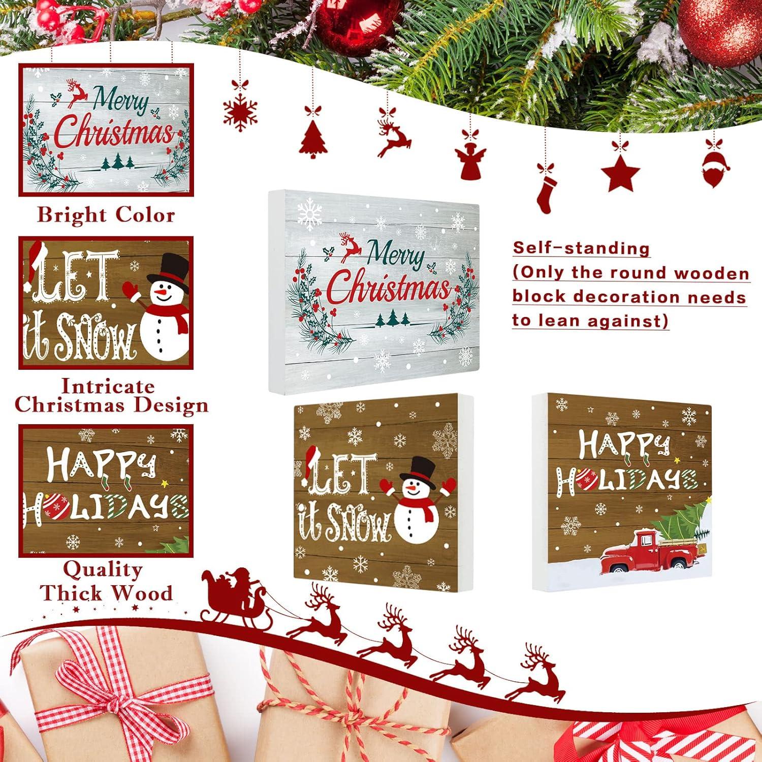 3 Piezas Señales de Madera Jetec para Decoración de Navidad