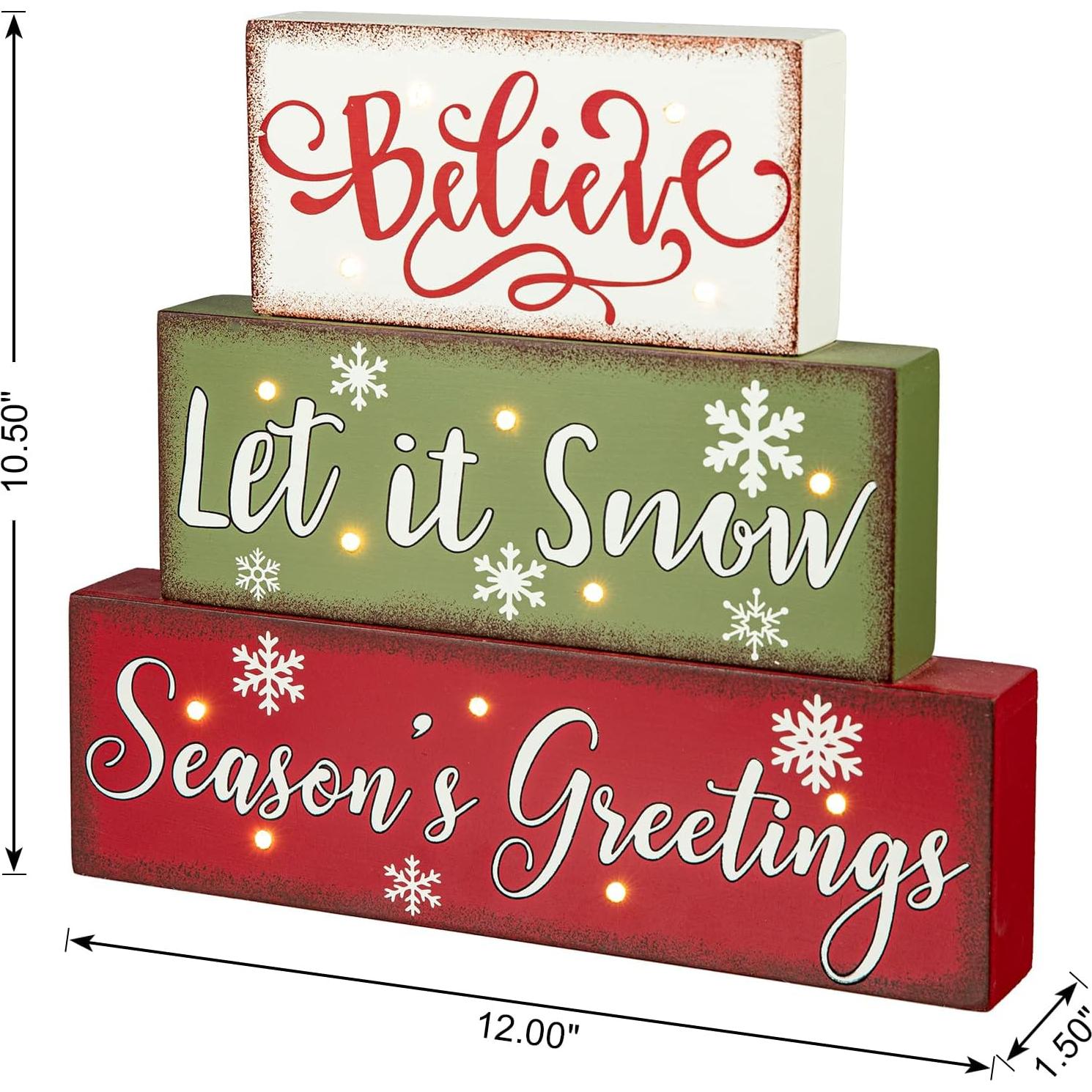 Señal Decorativa de Madera Glitzhome Navidad 30x4x27cm