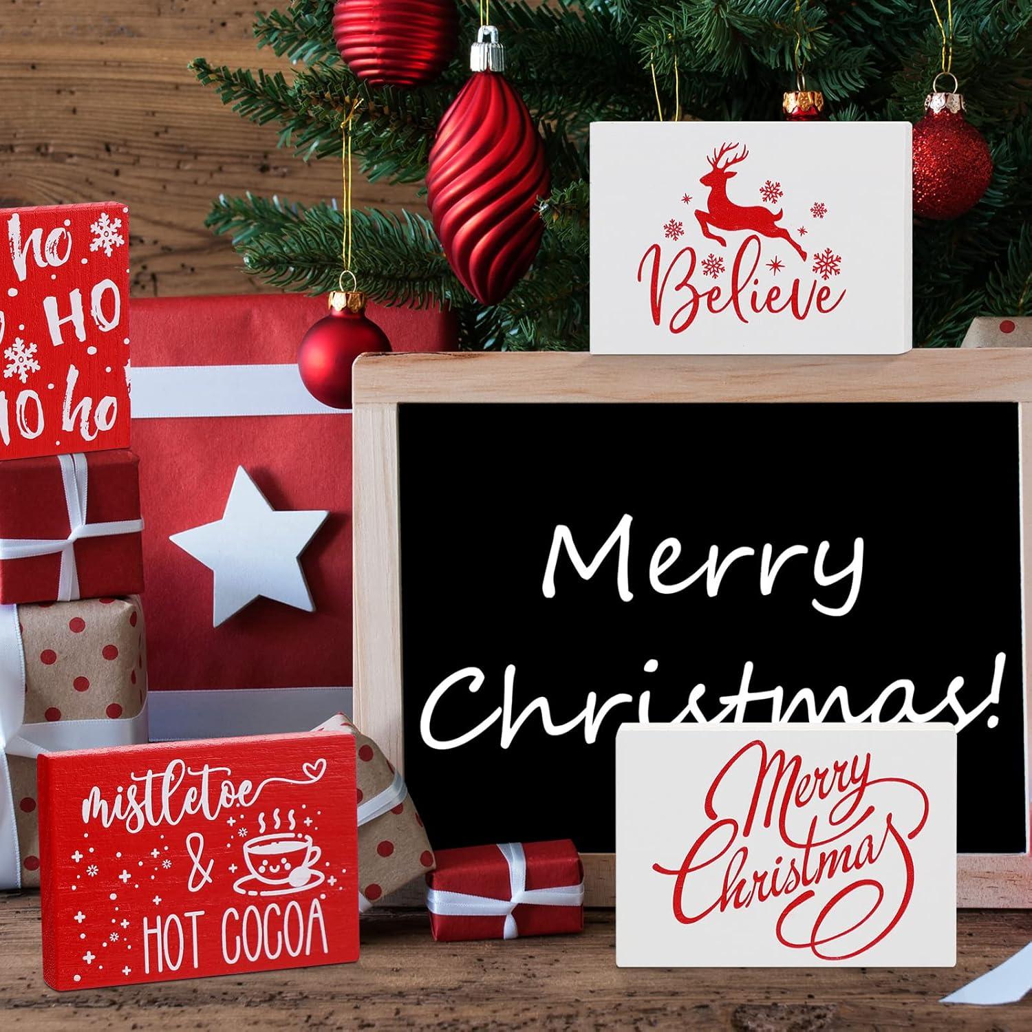 Paquete de 9 Carteles de Madera Navideños Roowest 8.9x6.35cm