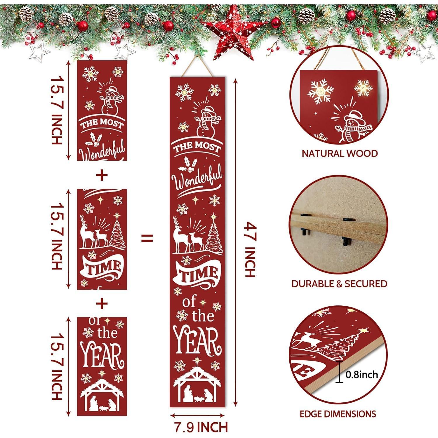 Cartel de Bienvenida Iluminado Vintage PEROUU 120 cm Feliz Navidad