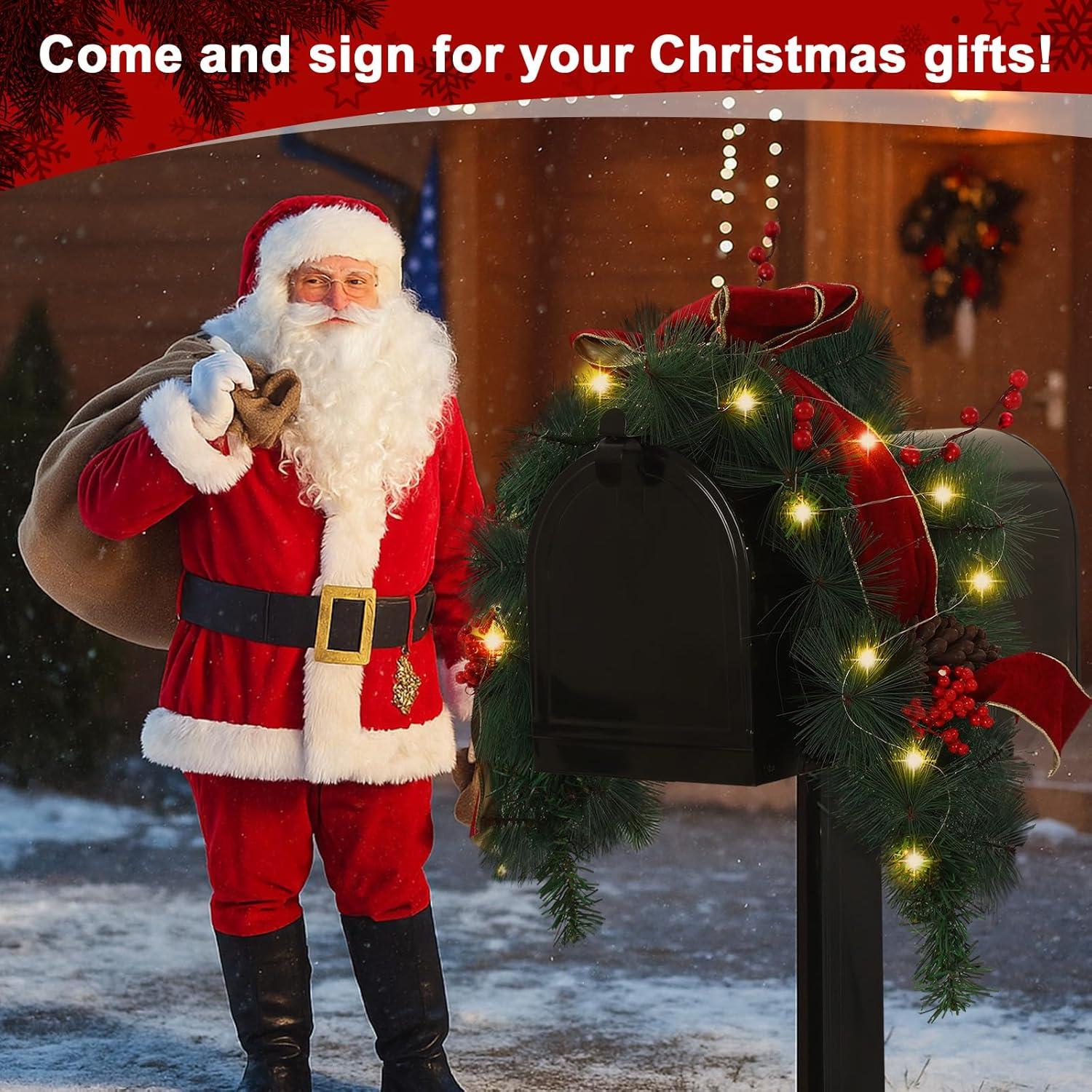 Decoración de Buzón de Navidad Suncalla 91 cm con Luces LED