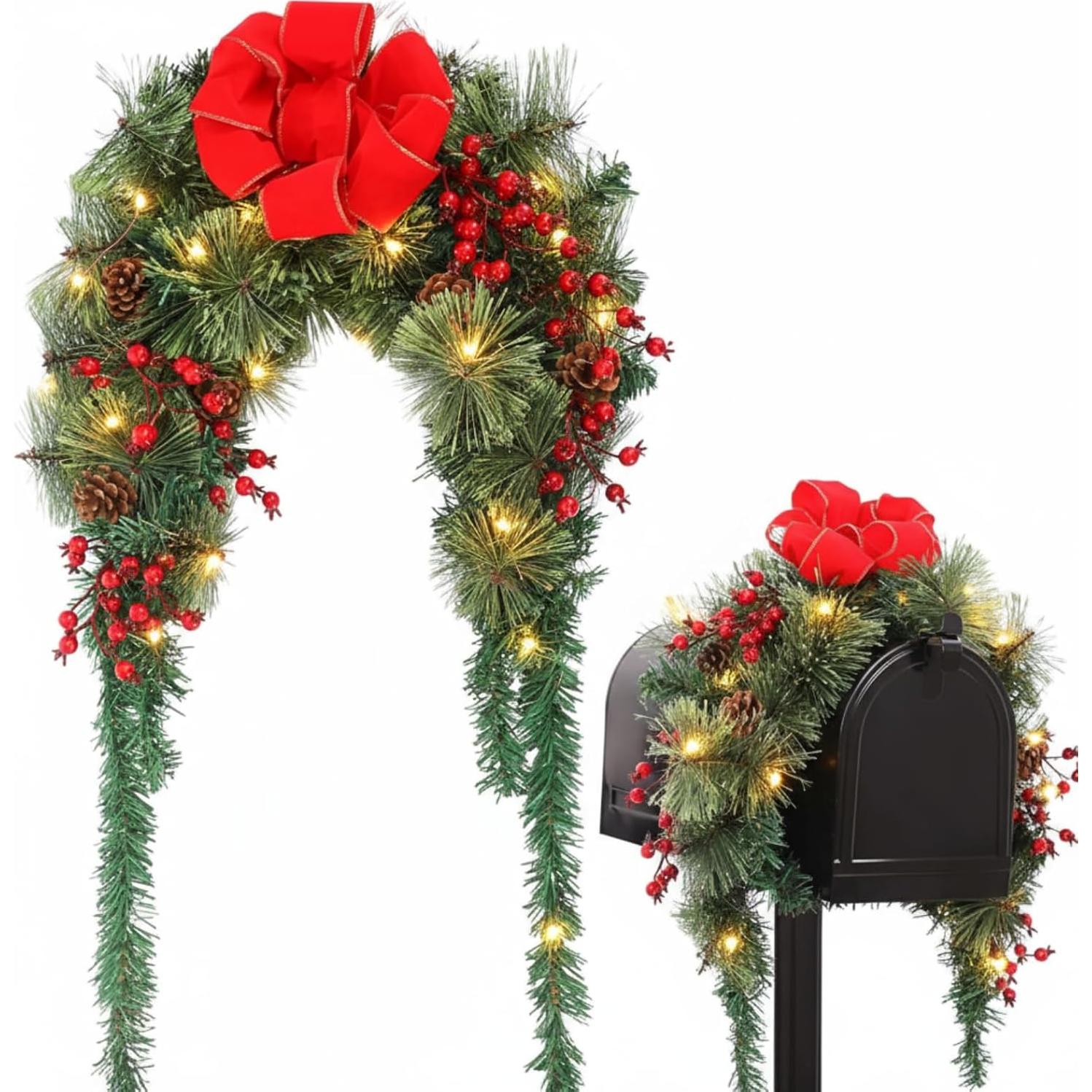 Decoración de Buzón de Navidad Suncalla 91 cm con Luces LED