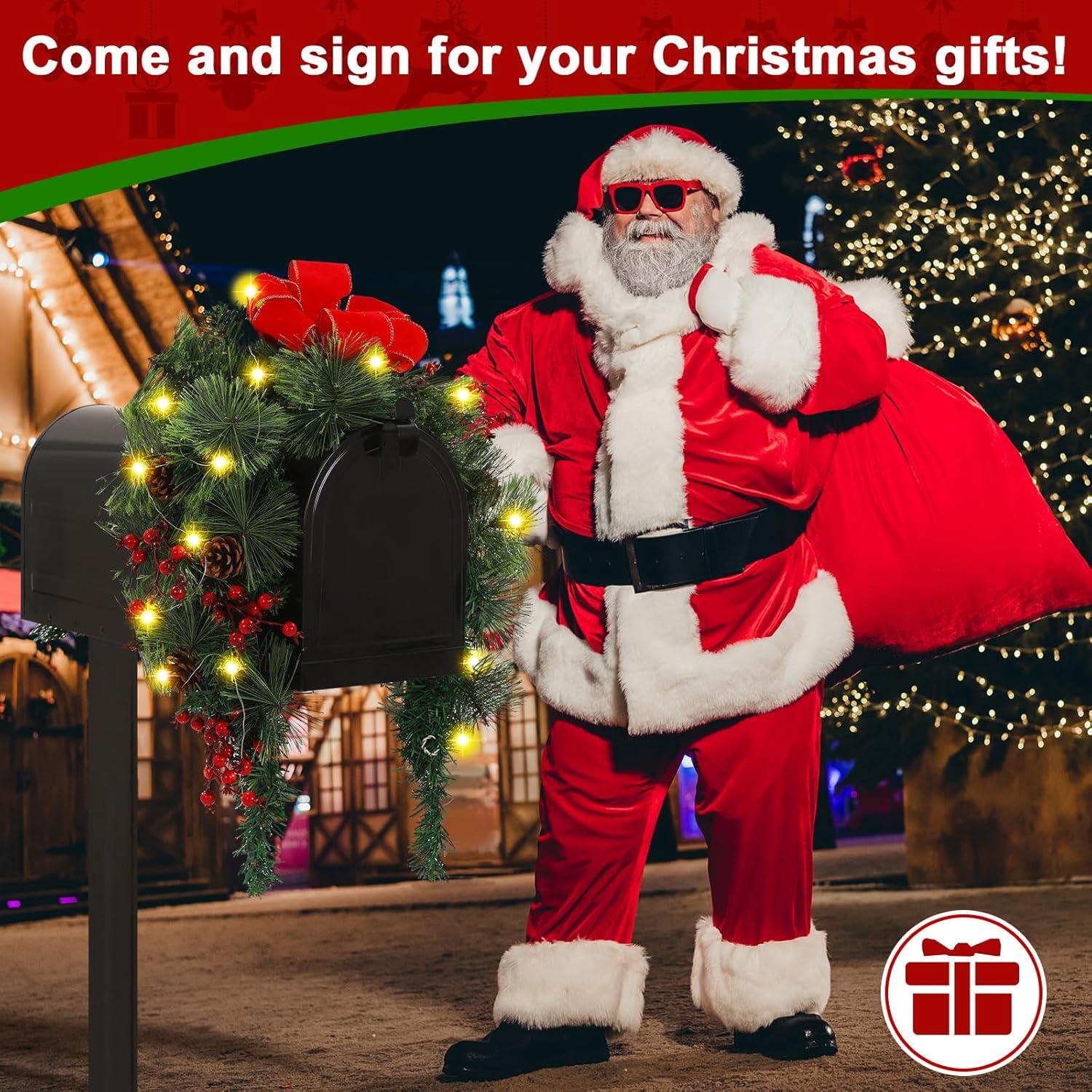 Decoración de Buzón de Navidad Suncalla 91 cm con Luces LED