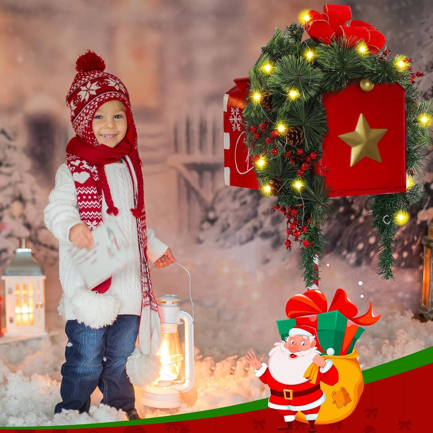 Decoración de Buzón de Navidad Suncalla 91 cm con Luces LED