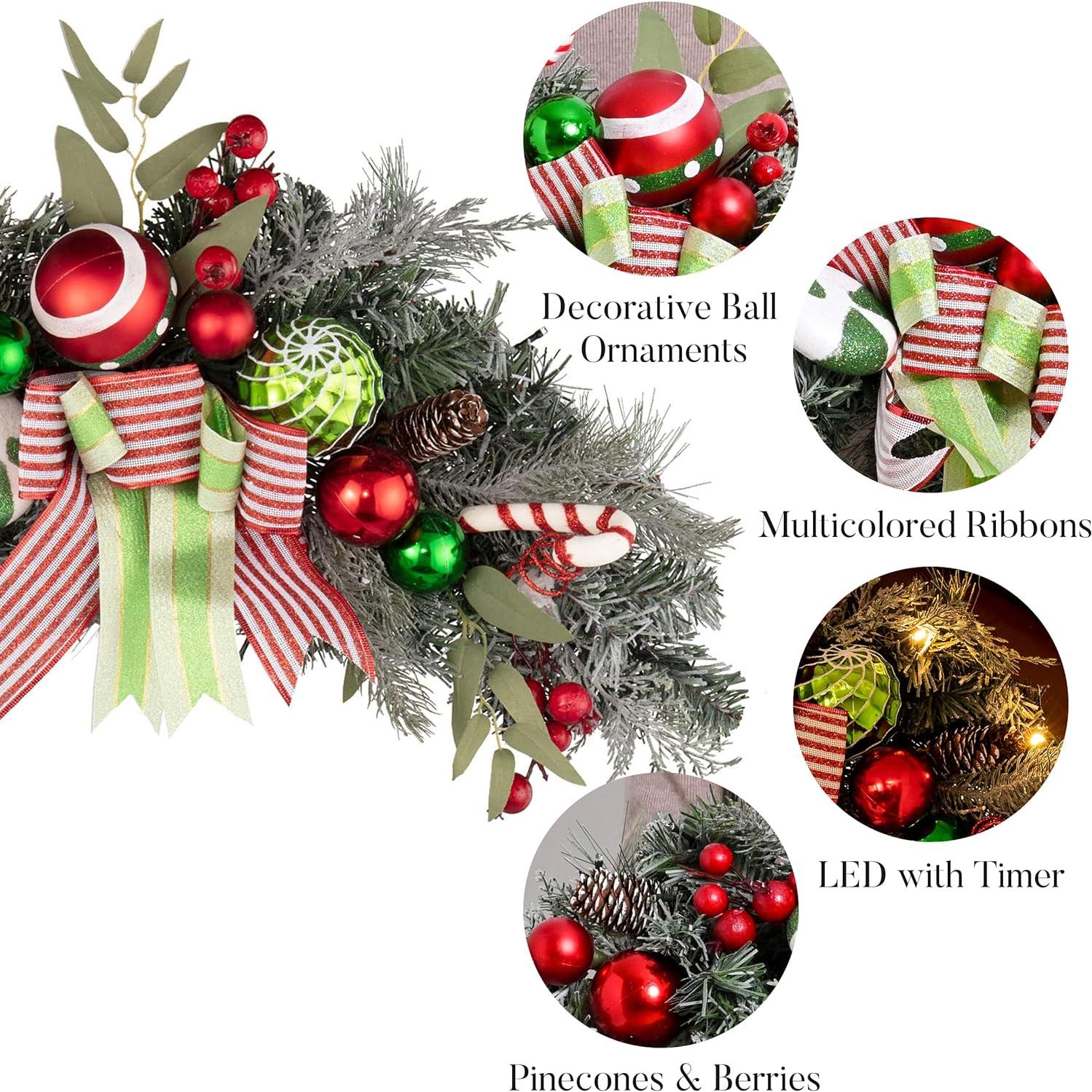 Adorno Navideño Preiluminado Valery Madelyn 60.96 cm Rojo Verde