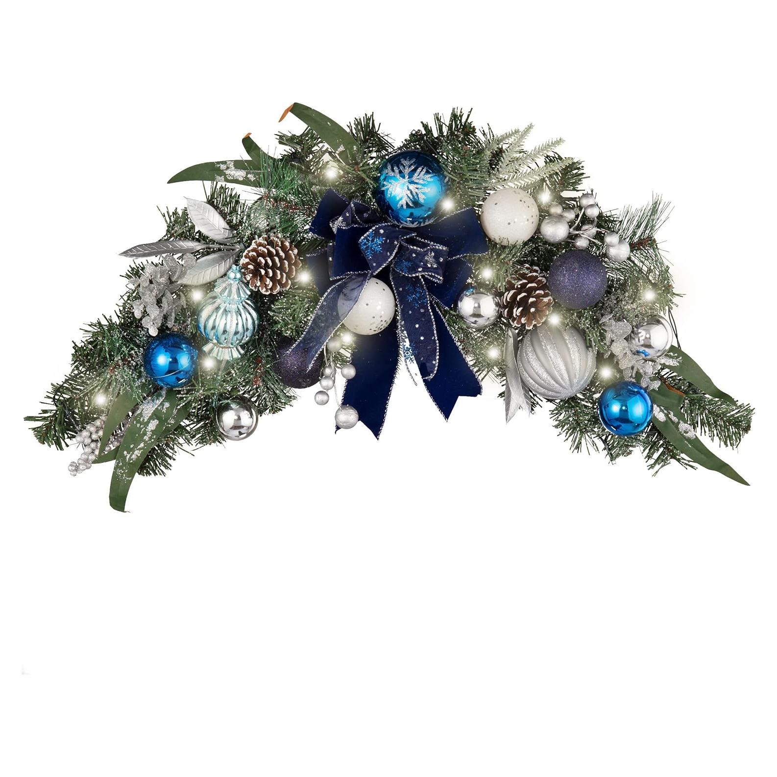 Adorno Navideño Preiluminado Valery Madelyn 61 cm Plata Azul