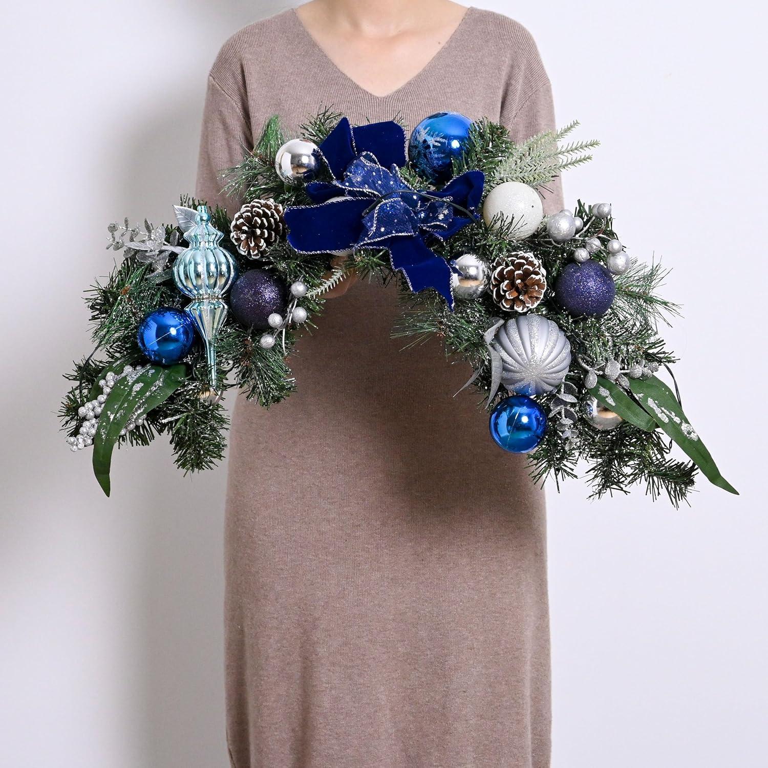 Adorno Navideño Preiluminado Valery Madelyn 61 cm Plata Azul