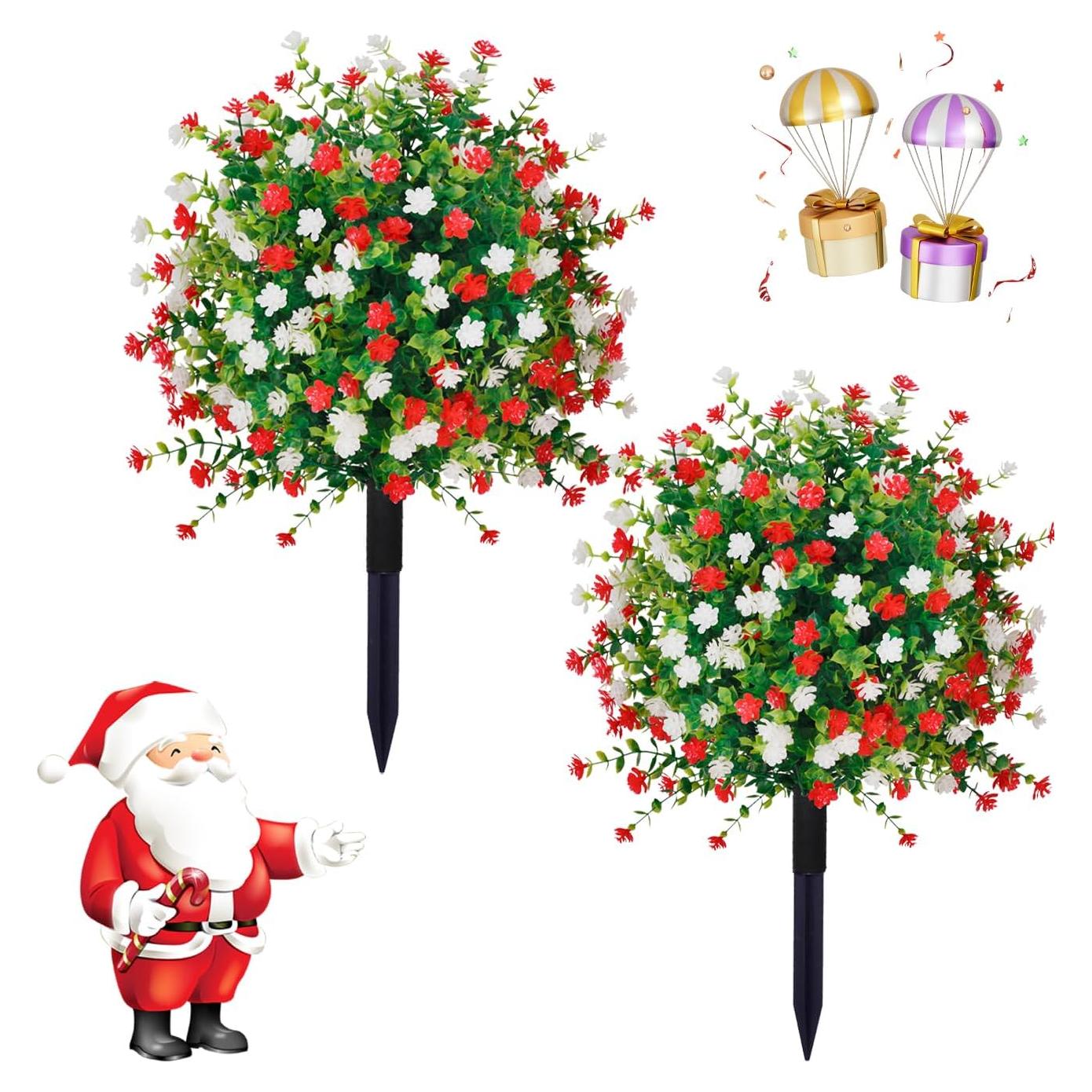 Bola de Topiaria Artificial THKFUL 60 cm Flores Navidad UV