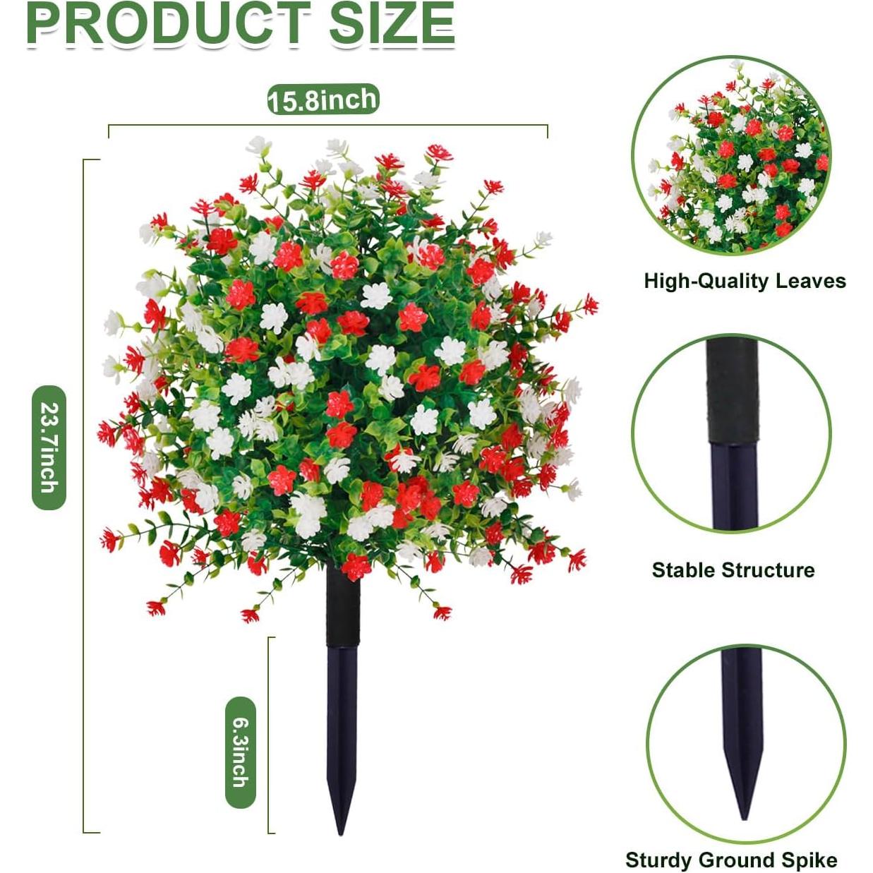 Bola de Topiaria Artificial THKFUL 60 cm Flores Navidad UV