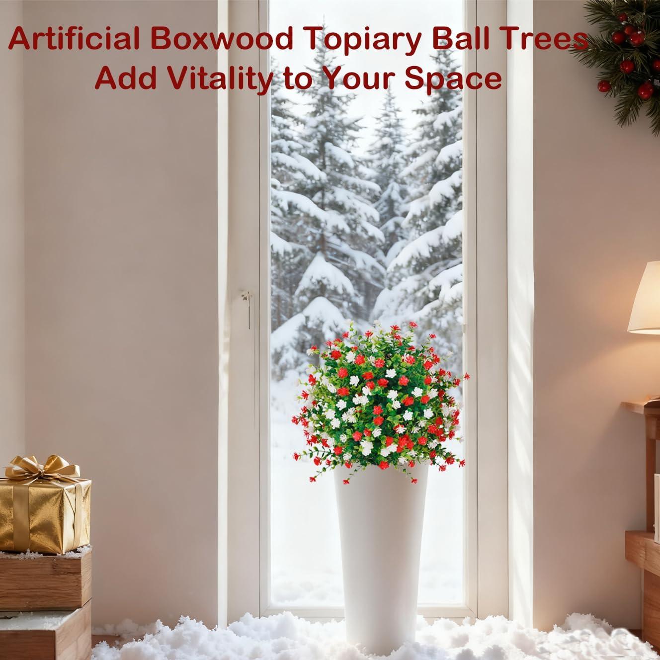 Bola de Topiaria Artificial THKFUL 60 cm Flores Navidad UV