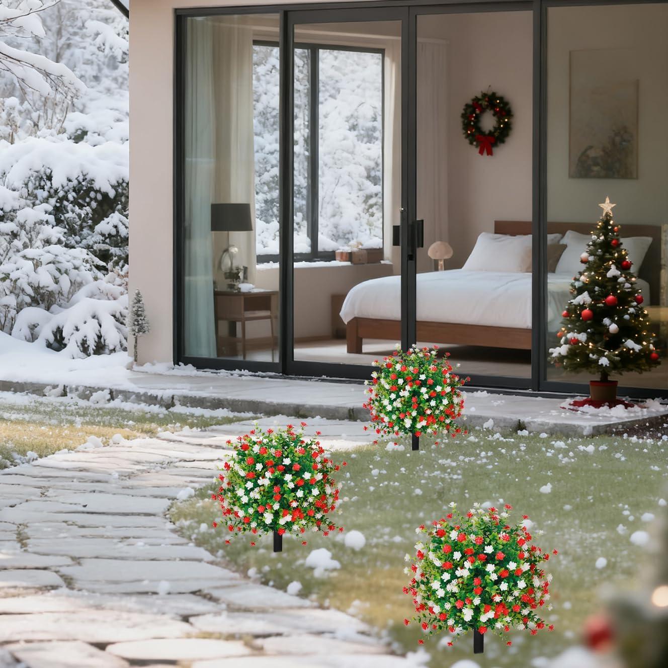 Bola de Topiaria Artificial THKFUL 60 cm Flores Navidad UV