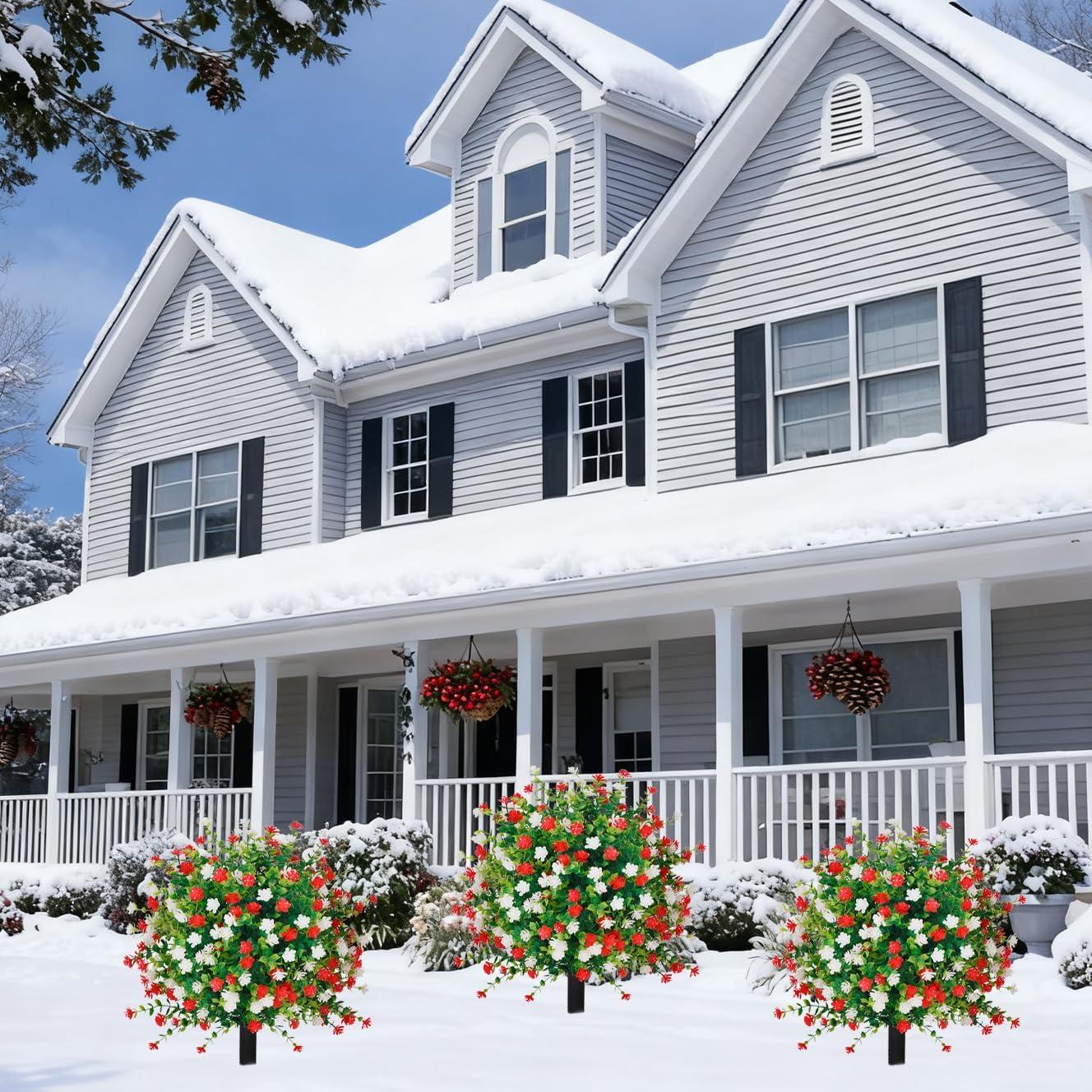 Bola de Topiaria Artificial THKFUL 60 cm Flores Navidad UV