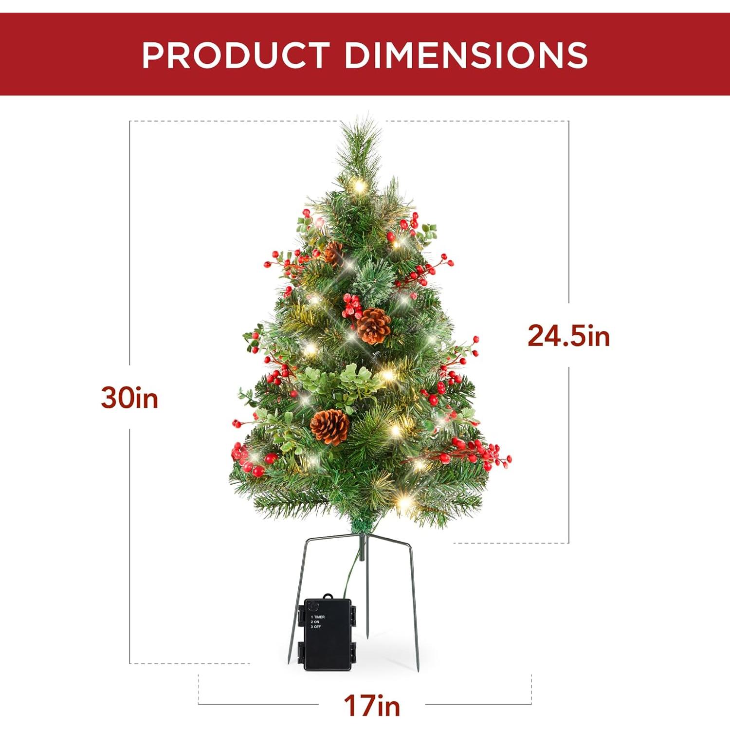 Juego de 2 Árboles de Navidad 62.2 cm Preiluminados LED