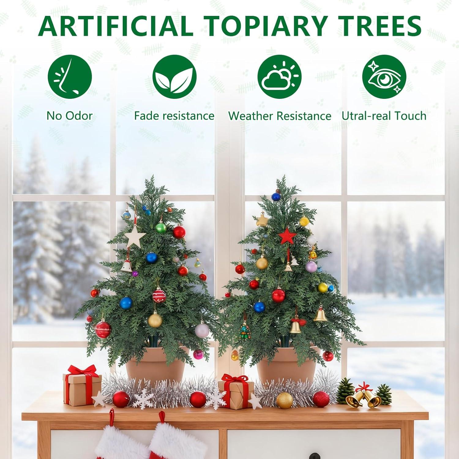 Topiario de Cedro Artificial Grooy 61 cm - 2 Piezas UV